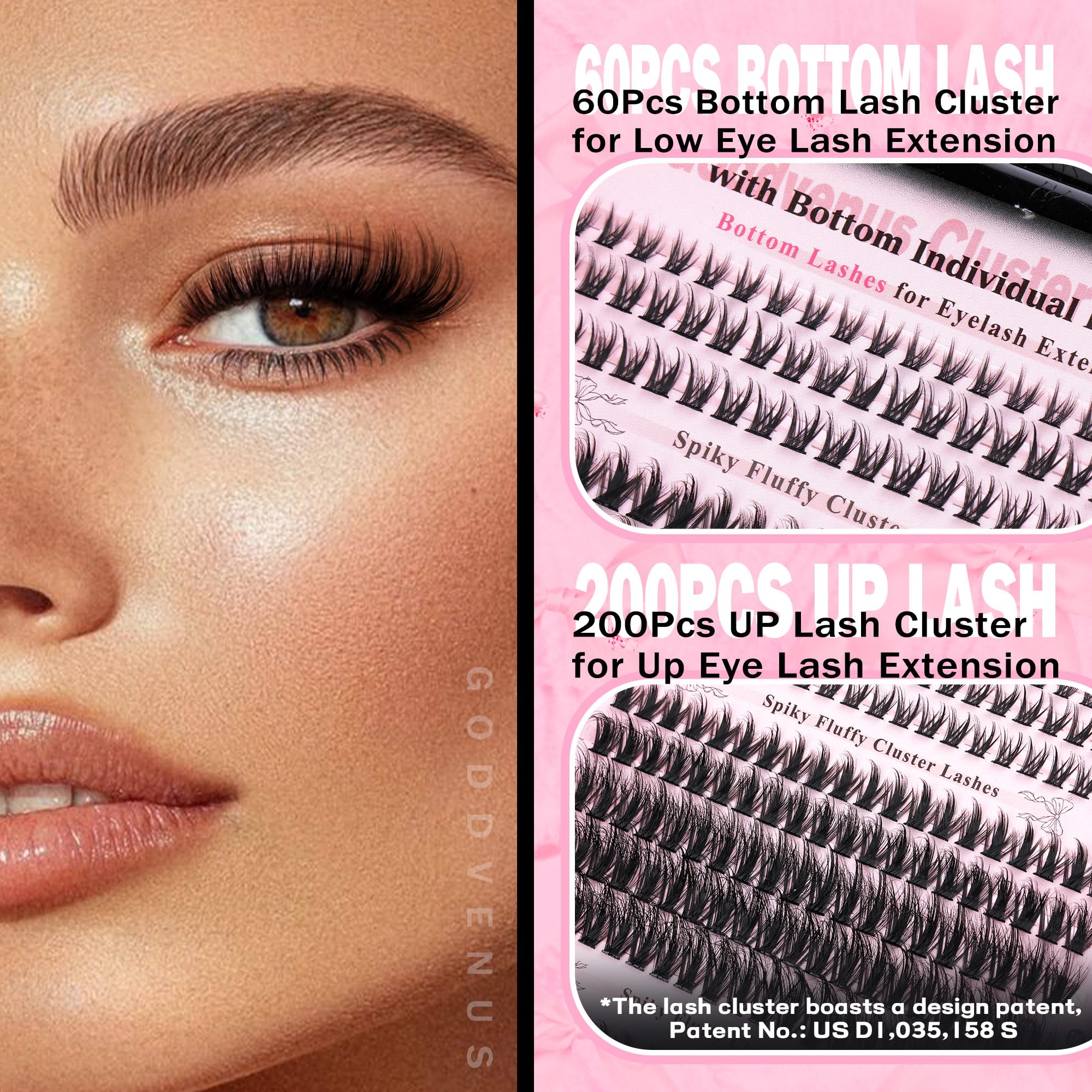 Goddvenus Precision tweezers in kit for easy, salon-like application.