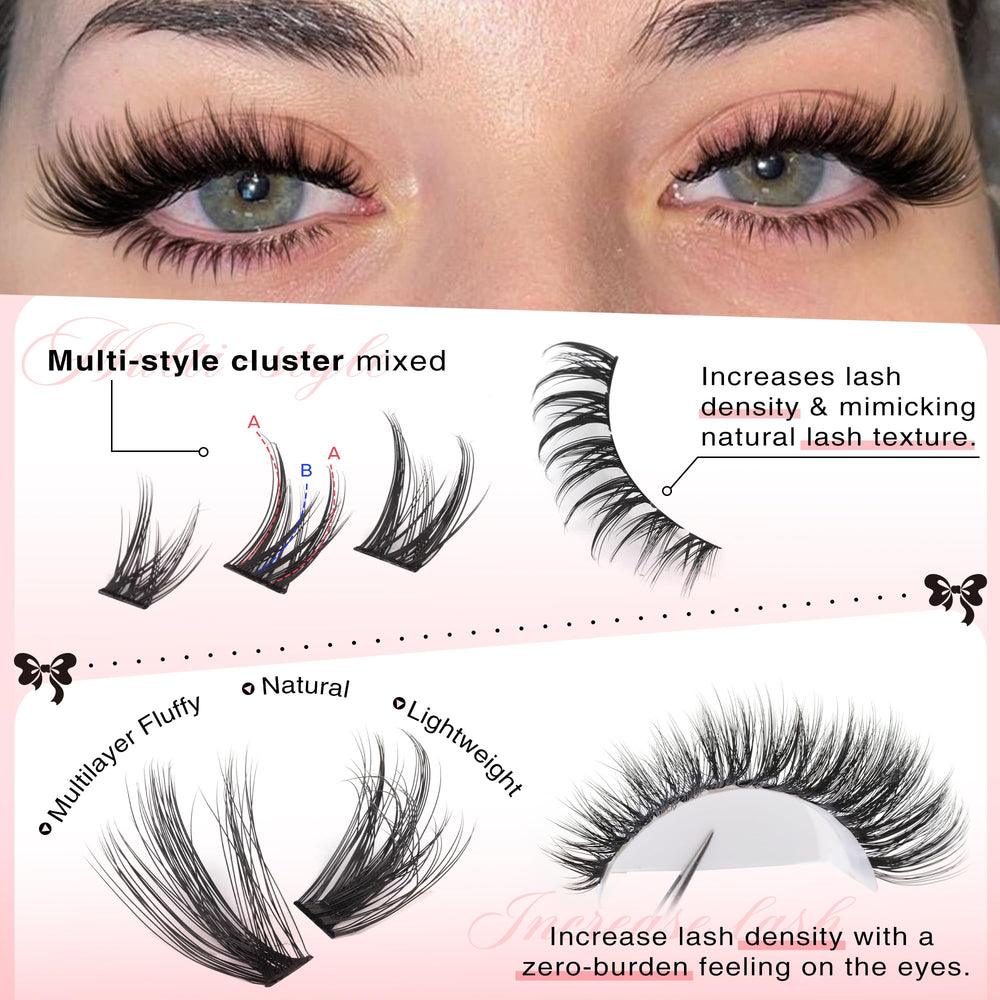 Goddvenus Wispy Lash Clusters Kit waterproof bond and seal for long wear.