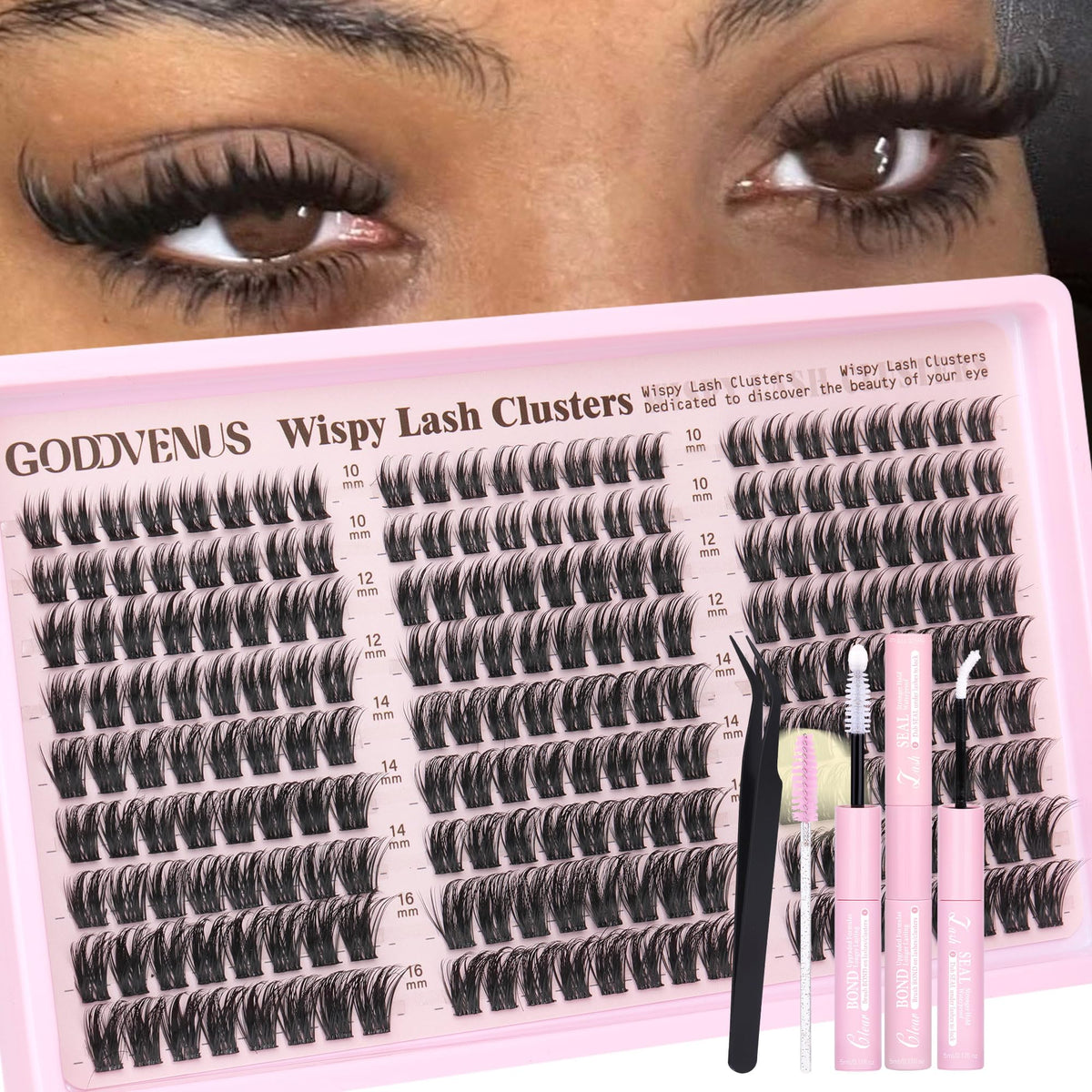 Goddvenus Wispy Manga Lash Clusters Kit packaging for at-home styling