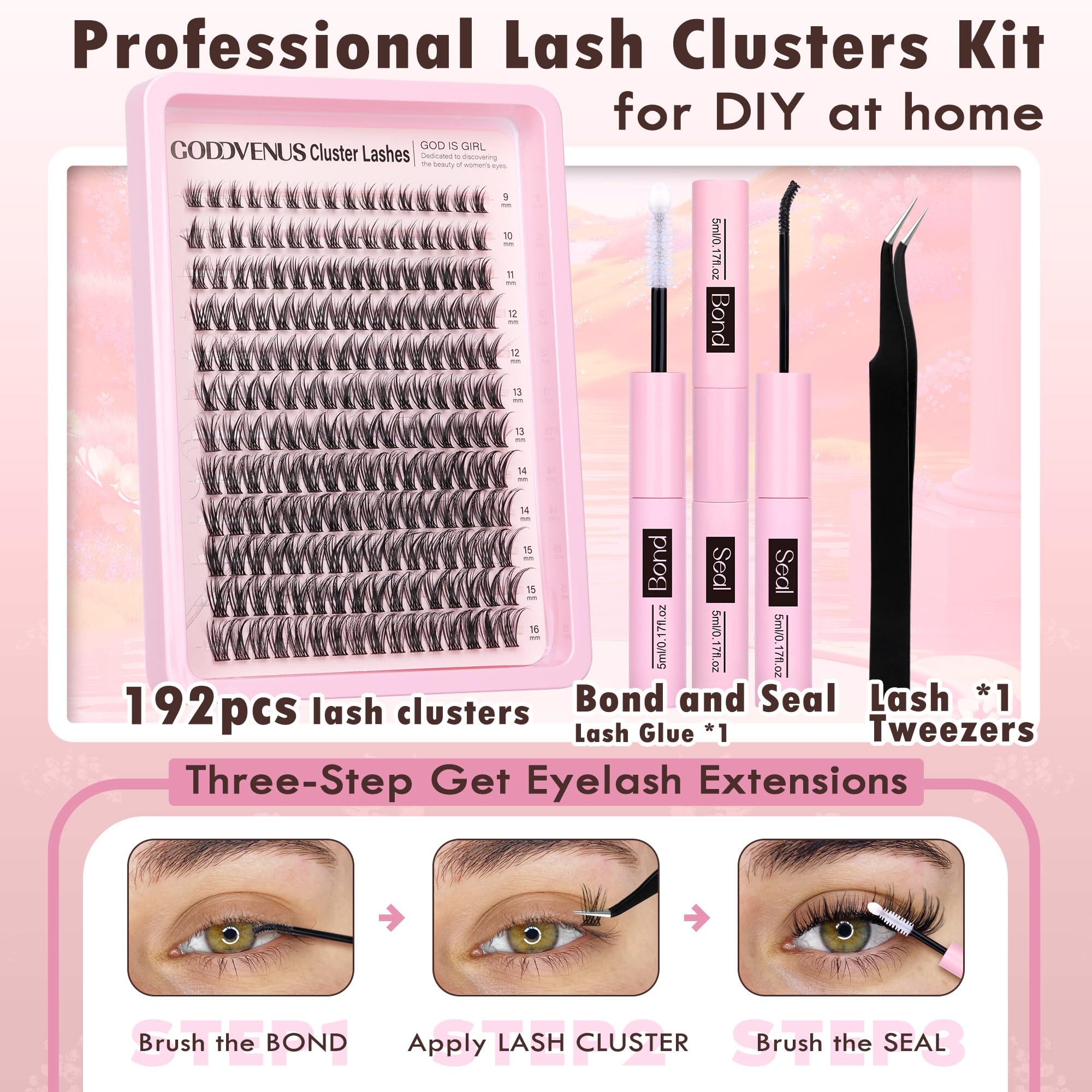 Goddvenus wispy natural lashes extensions blended with real lashes