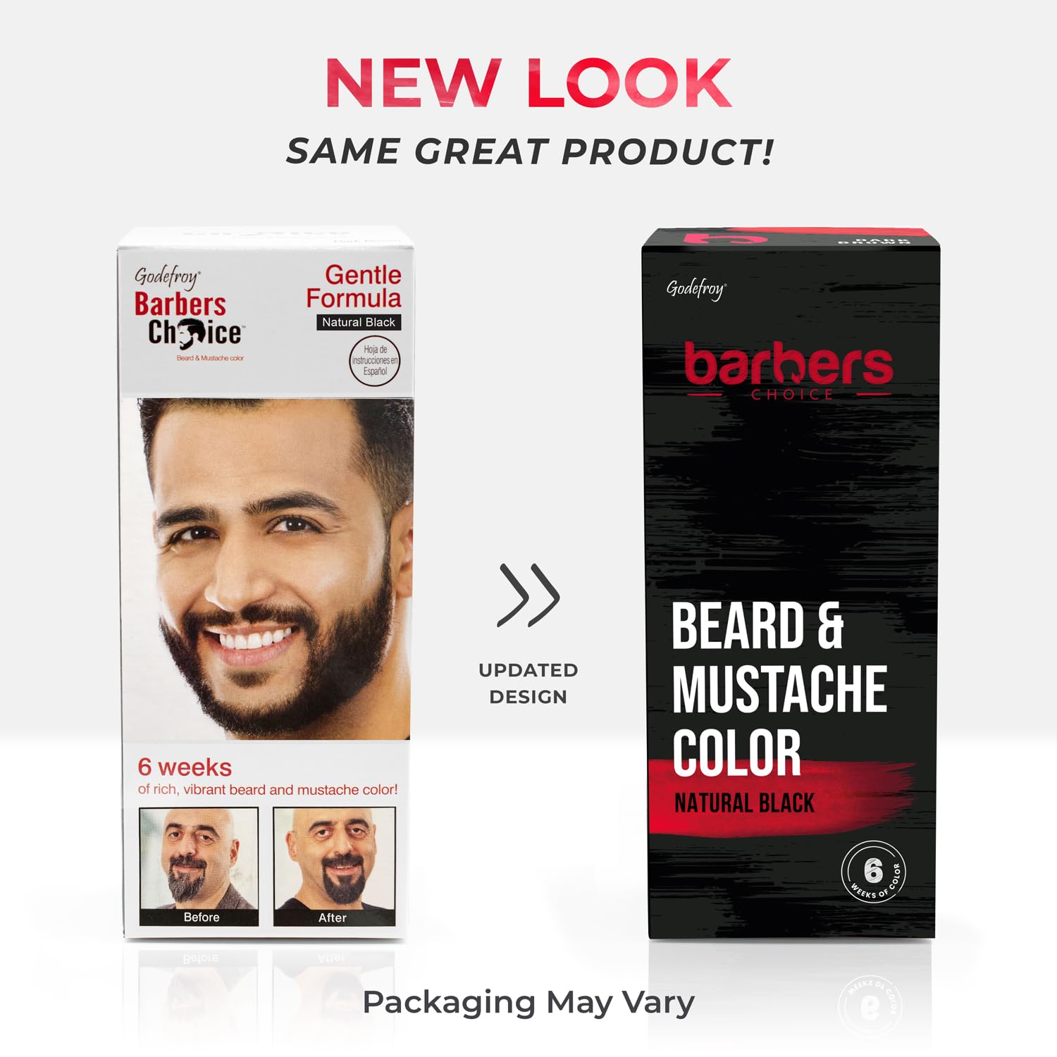 Godefroy Barbers Choice color capsules illustrate pre-measured application for precise gray coverage.