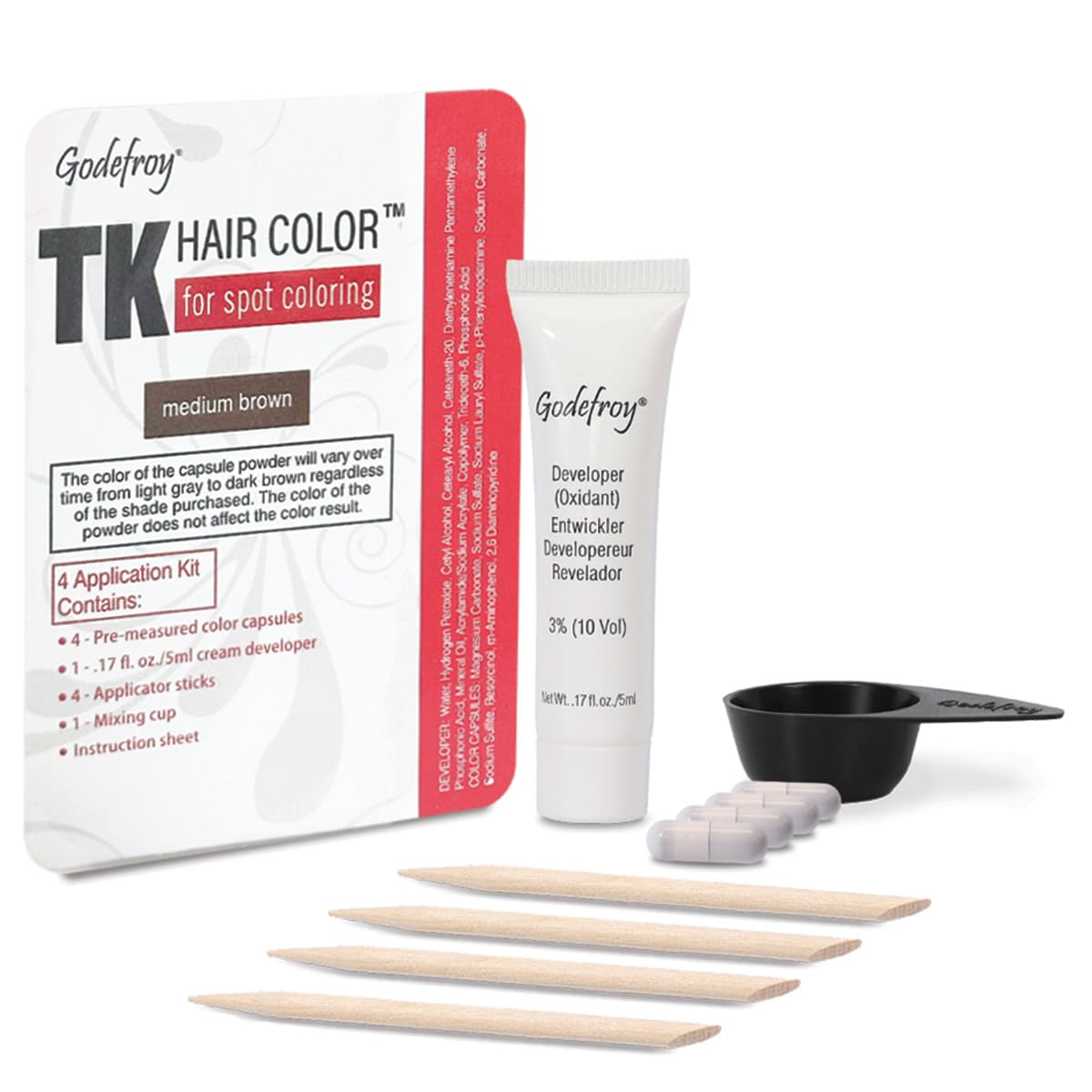 Godefroy Hair Color Kit spot coloring delivers precise coverage for small areas.