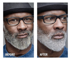 Godefroy Silver Fox gray hair brightening effect on silver strands.