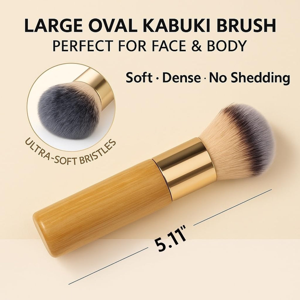 Goerti Kabuki brush bristles closeup showing ultra soft vegan fibers