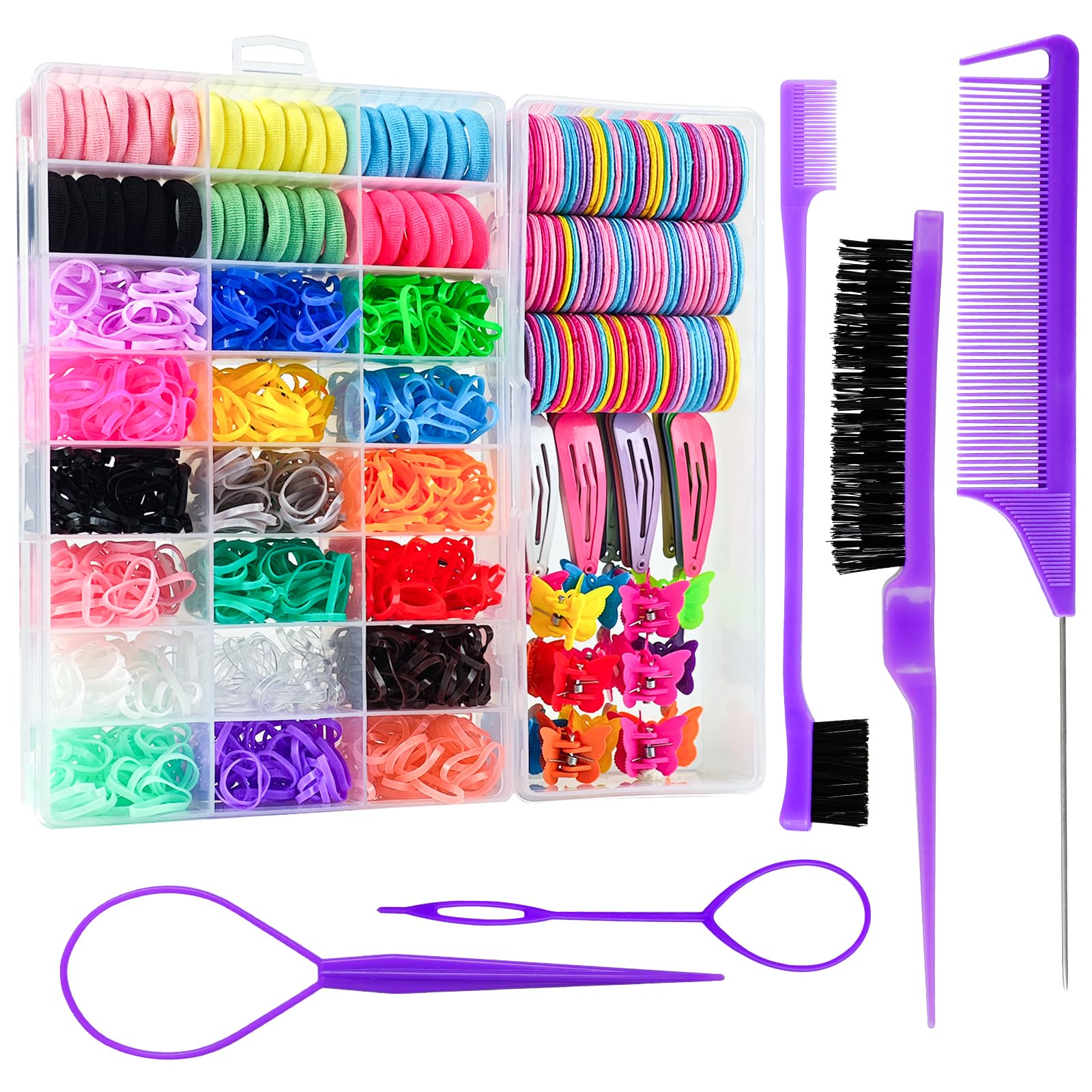 Goffing elastic hair bands in 18 colors provide secure, gentle holds for tiny tresses.