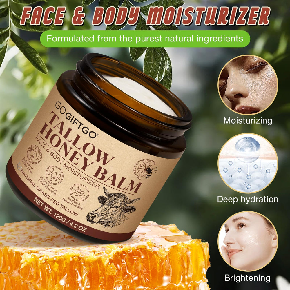 GOGIFTGO Beef Tallow Honey Balm texture swirl close-up indicates creamy moisture