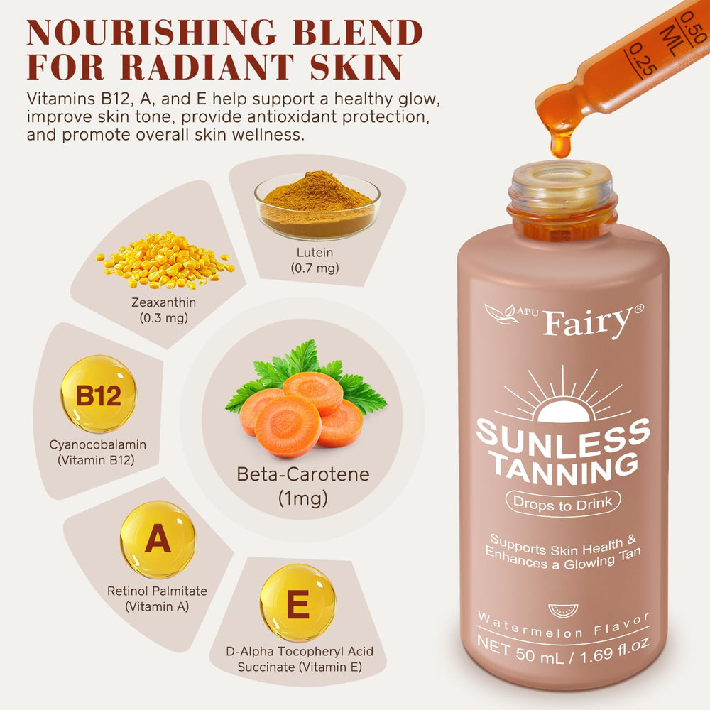 GOGIFTGO tanning drops mixed in water showcasing easy drinkable tanning