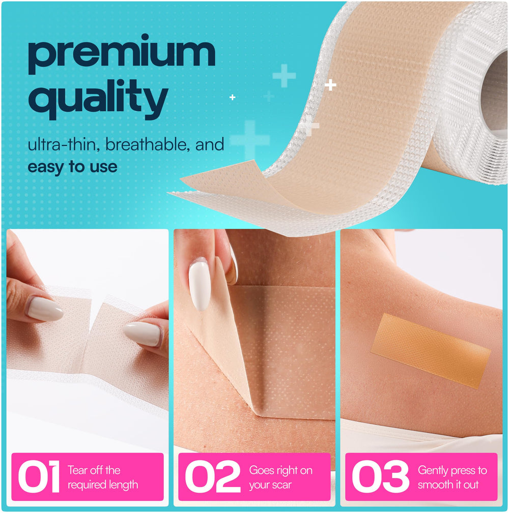 GoGleefy silicone scar roll 60in on skin closeup showing breathable material