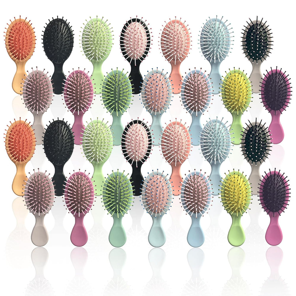 Goiio 28-piece mini hair brush set packaging in vibrant colors for gifting.