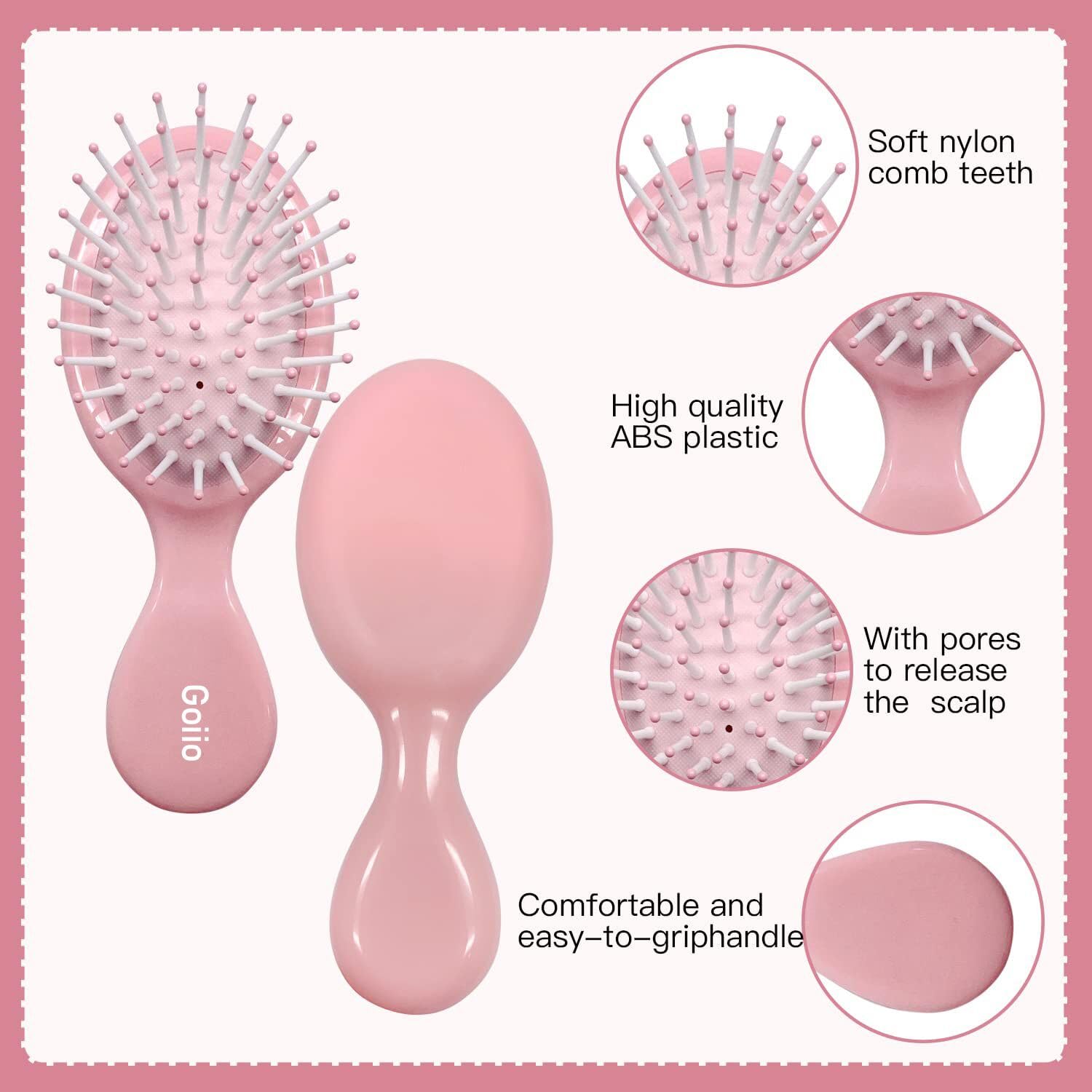 Goiio mini wet hair brush portable-travel-case fits in purses for on-the-go styling