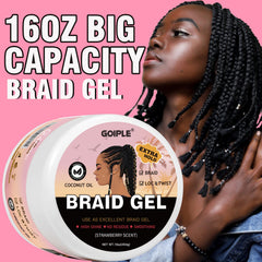 Goiple 16oz braid gel apply-hair demonstrates easy application for twist outs