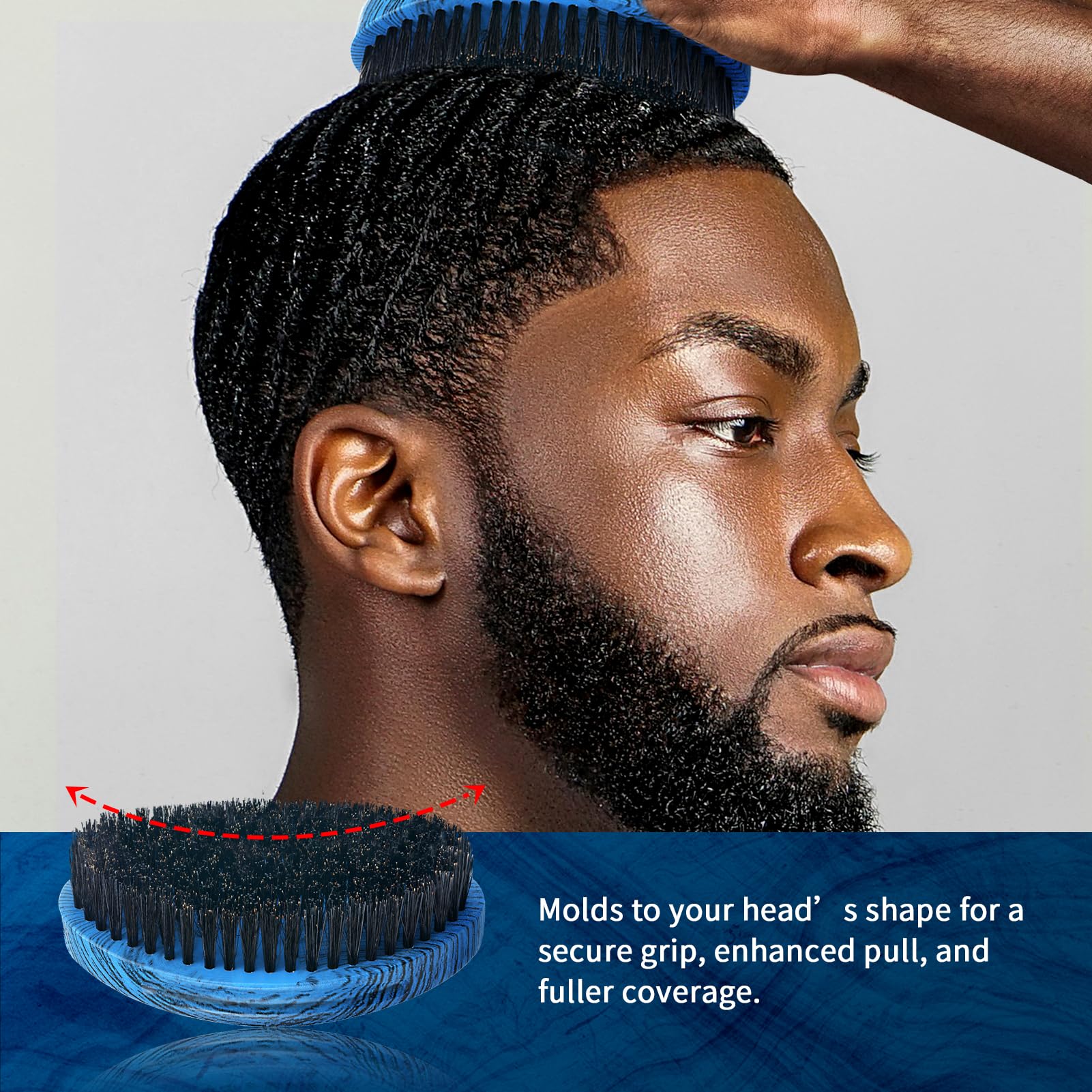Goiple 360 Curved Wave Brush curved design—fits palm for steady wave styling.