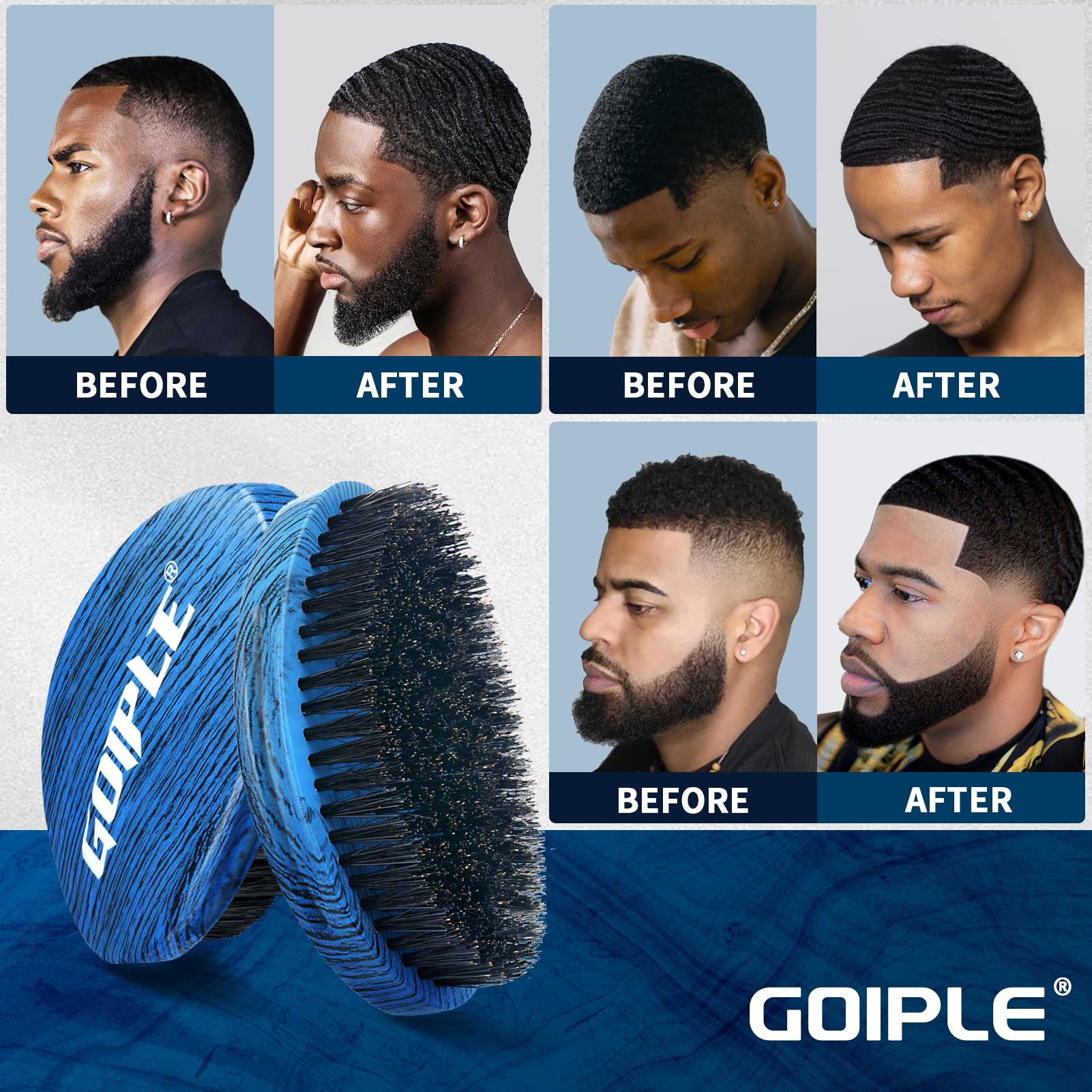 Goiple 360 Curved Wave Brush medium-hard setting—versatile for different hair textures.