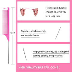 Goiple rat-tail comb focuses on clean parting for precise sections.