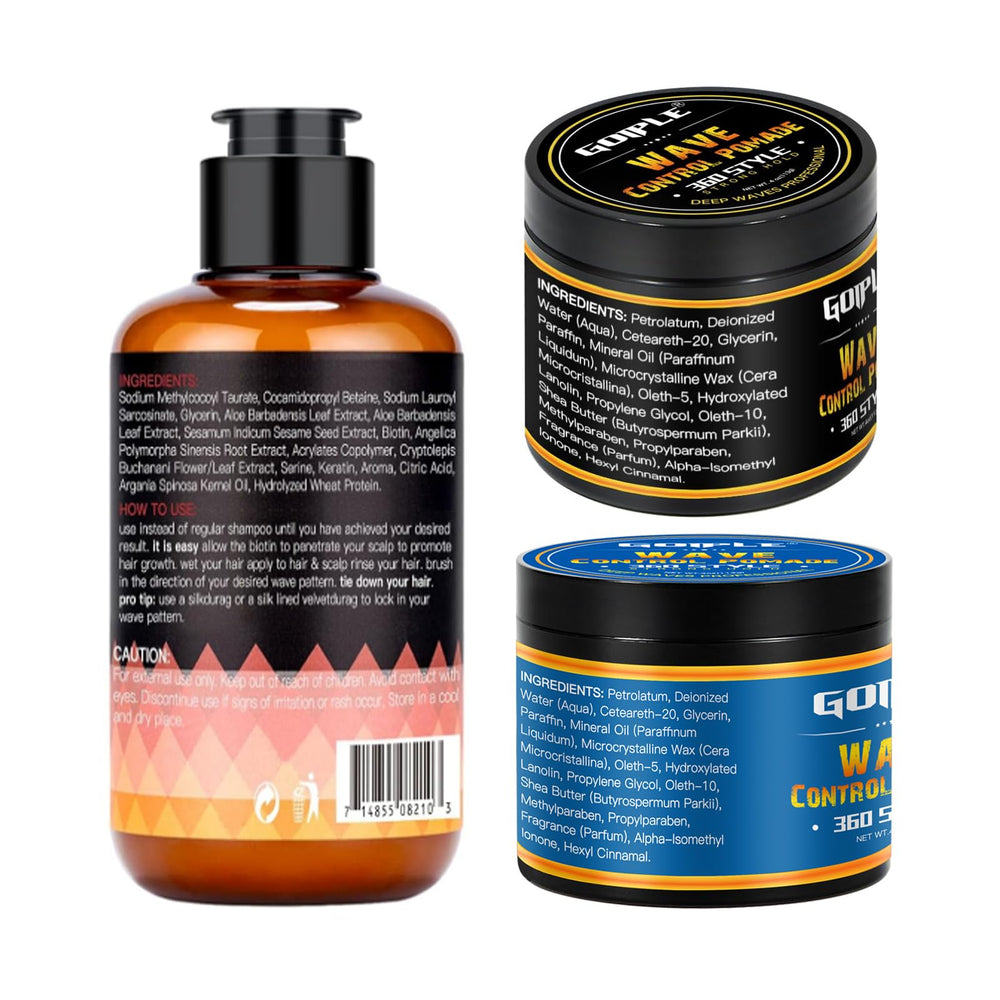 Goiple black men waves definition shot showcases healthy scalp and shine.