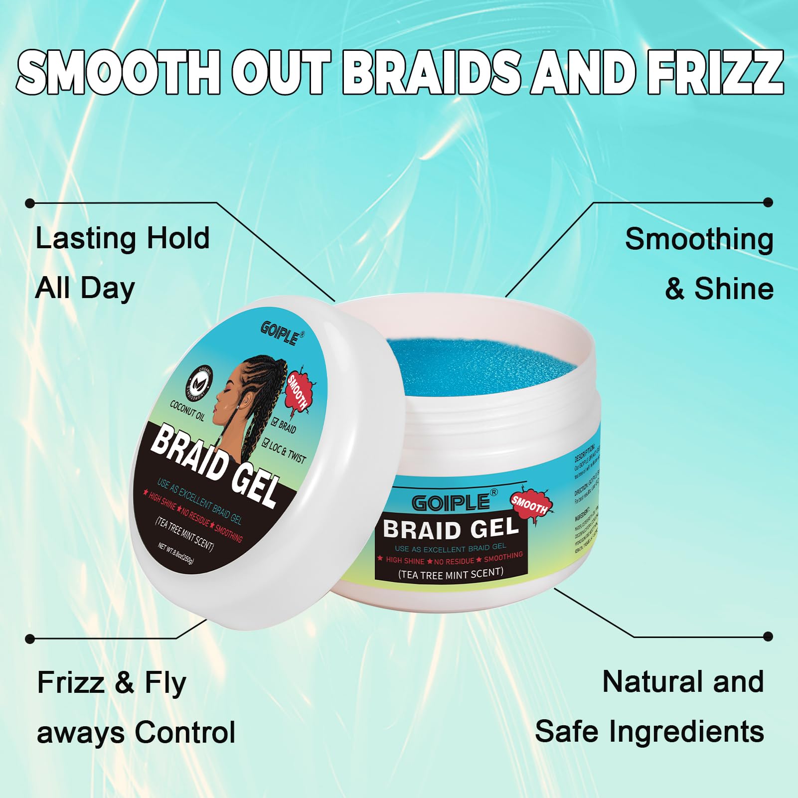 Goiple Braid Gel offers long-lasting hold for busy days.
