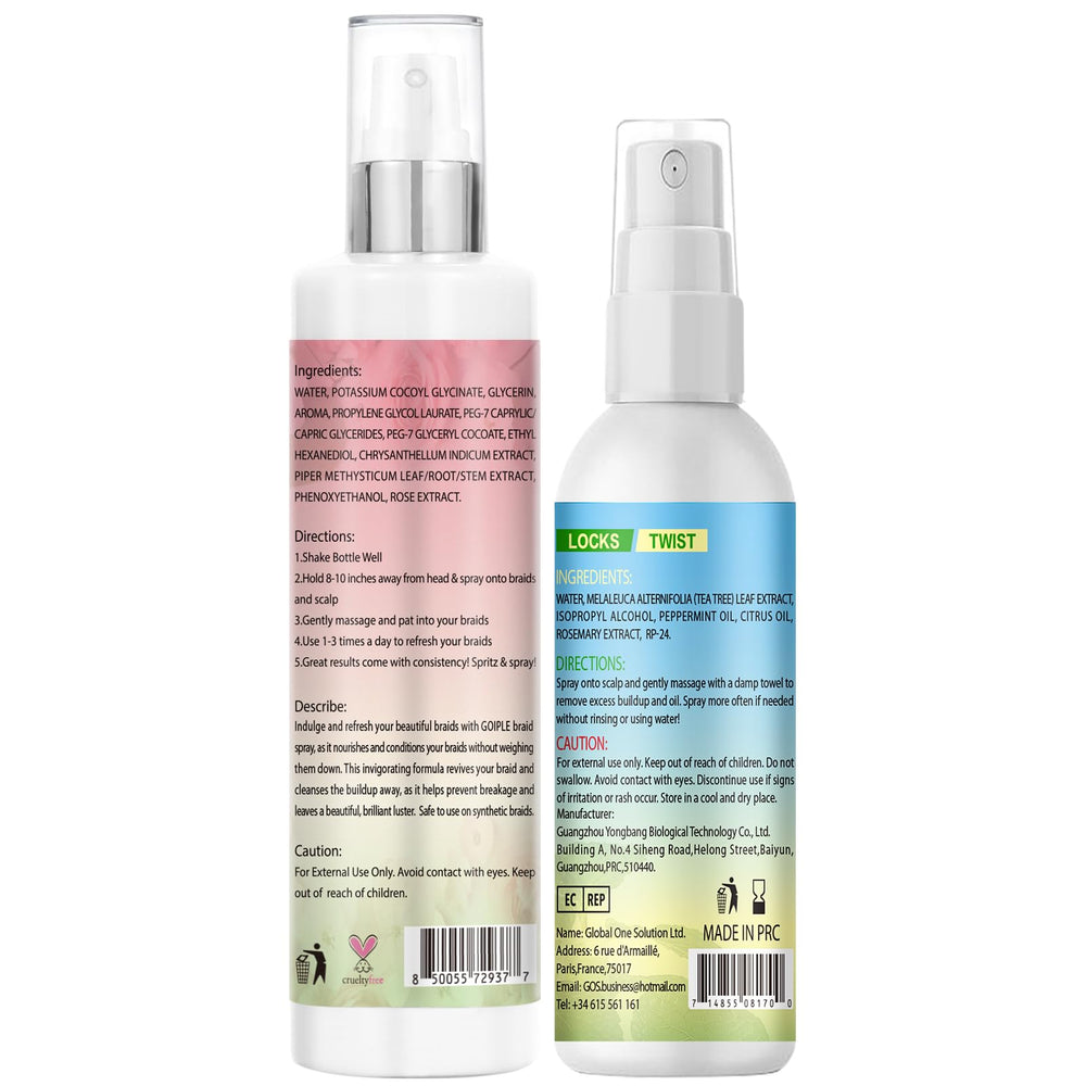 Goiple Rose Mint spray evenly distributed on textured braids.
