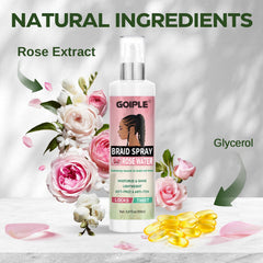 Goiple Braid Spray Rose Mint in-action spray refreshing braids.