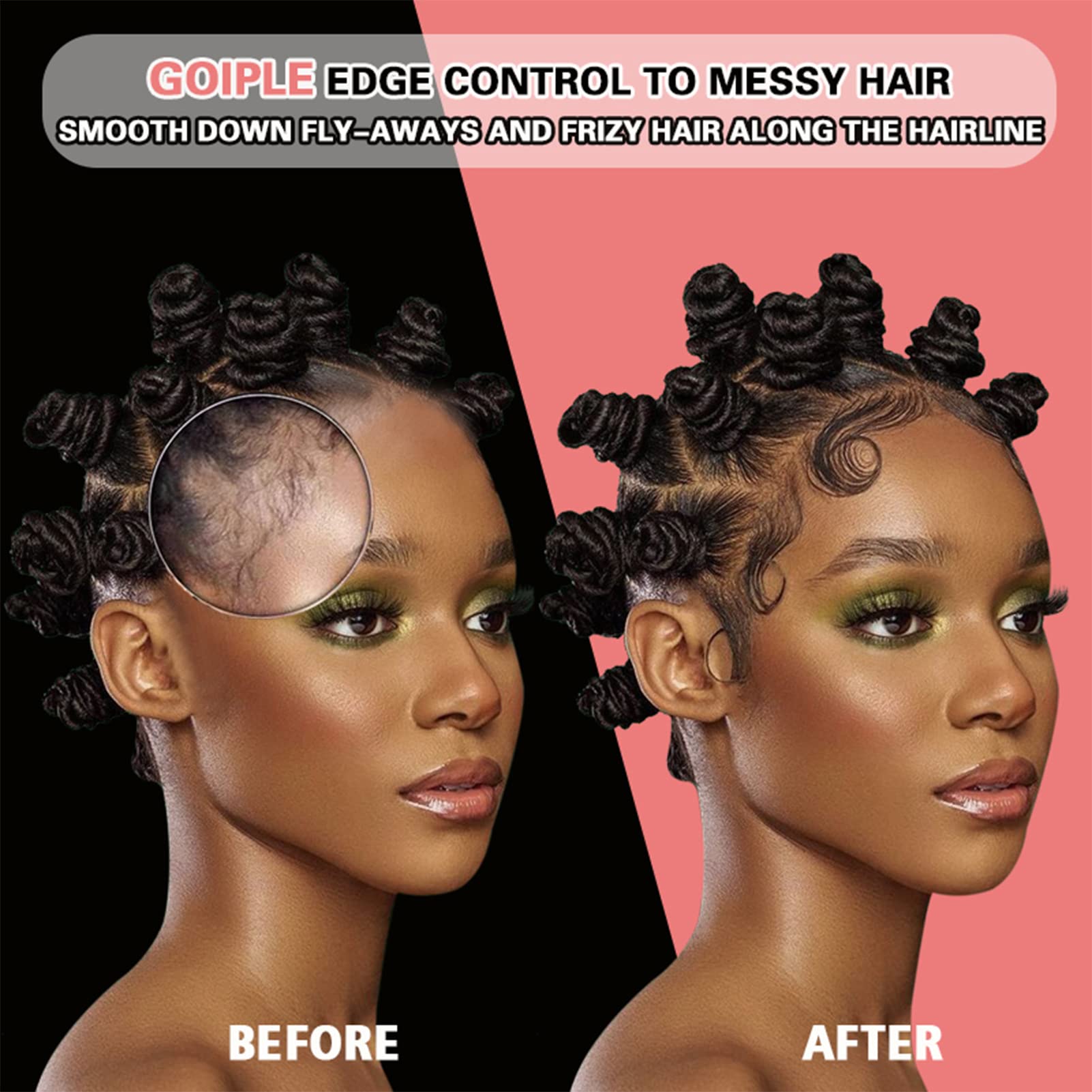 Goiple cera control de bordes melocotón, ideal para cabello grueso y rizado