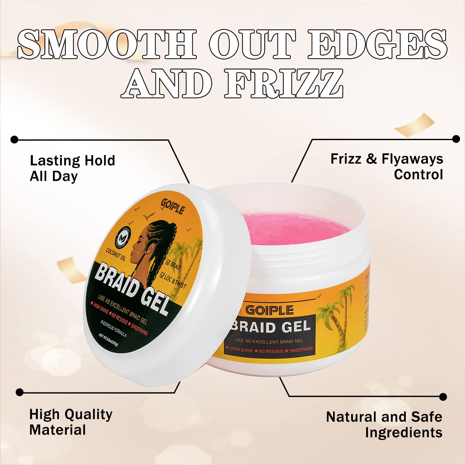 Goiple edge control tube providing clean edge smoothing for hairstyles