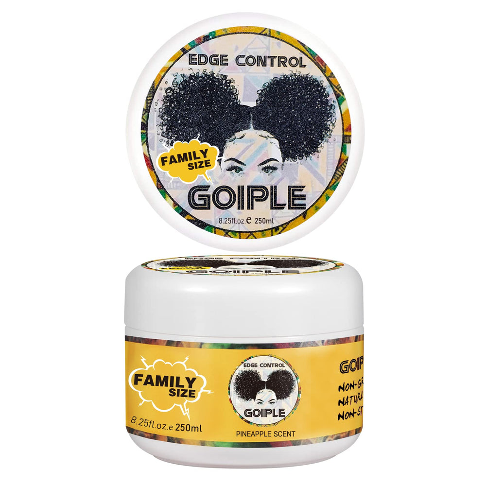Goiple edge-control-wax 8oz pack closeup showing value and long-lasting hold.