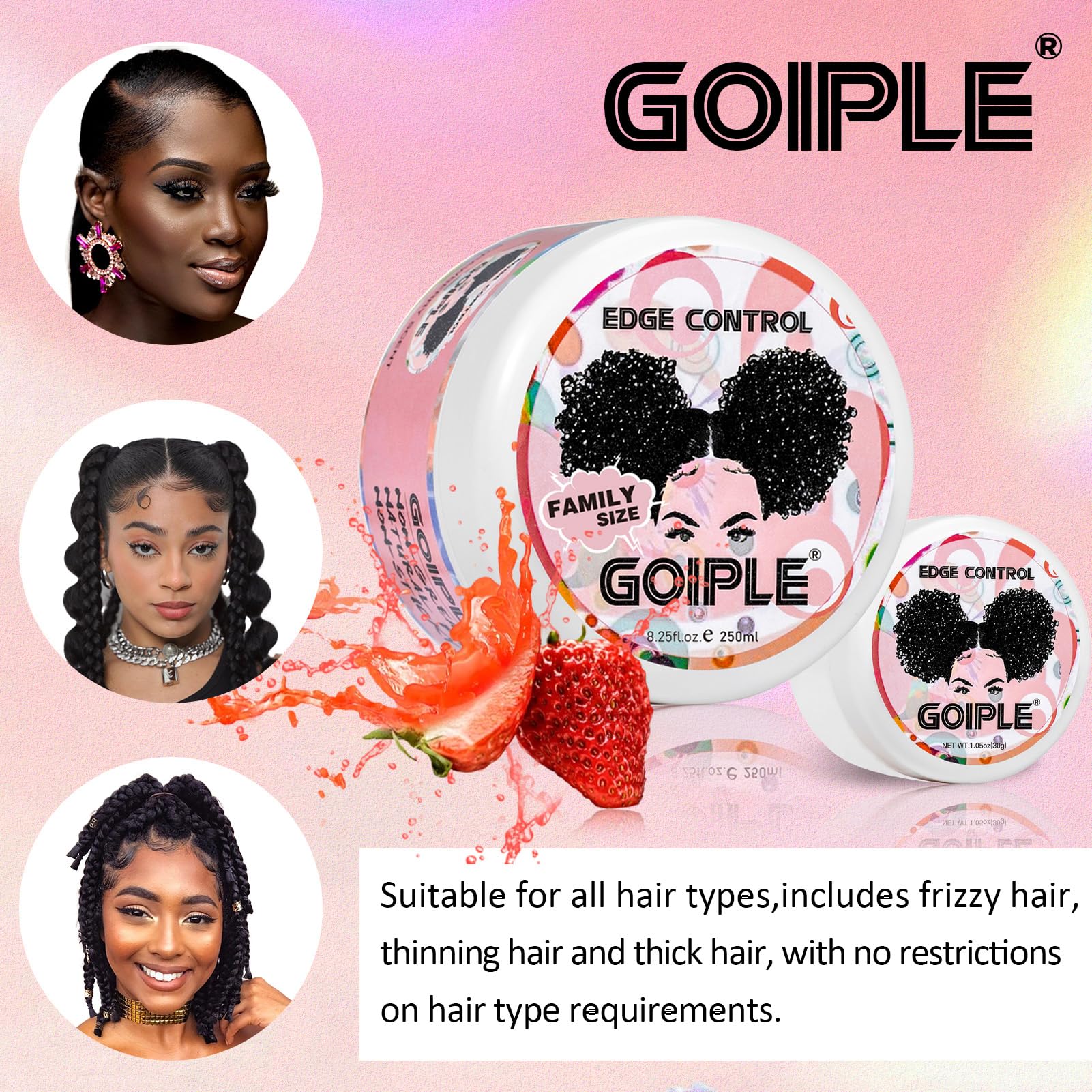 Goiple edge-control-wax on dark hair for seamless edge control