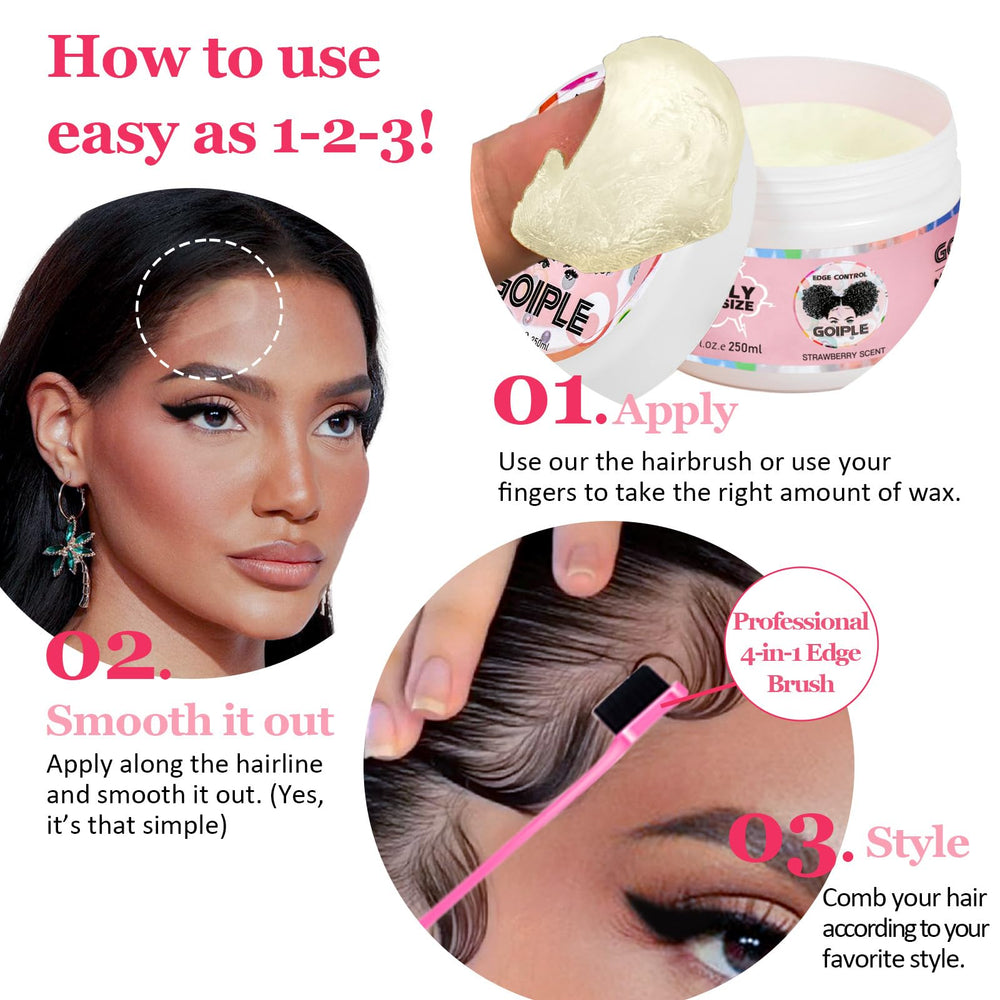 Goiple edge-control-wax on hair blending edges across all hair types