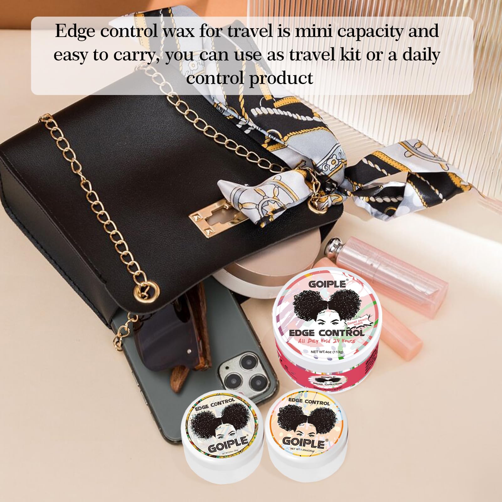 Goiple edge control wax mini-control-brush included for back hair shaping