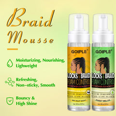 Goiple Hair Mousse smooths frizz and flyaways on protective braids for a neat look.
