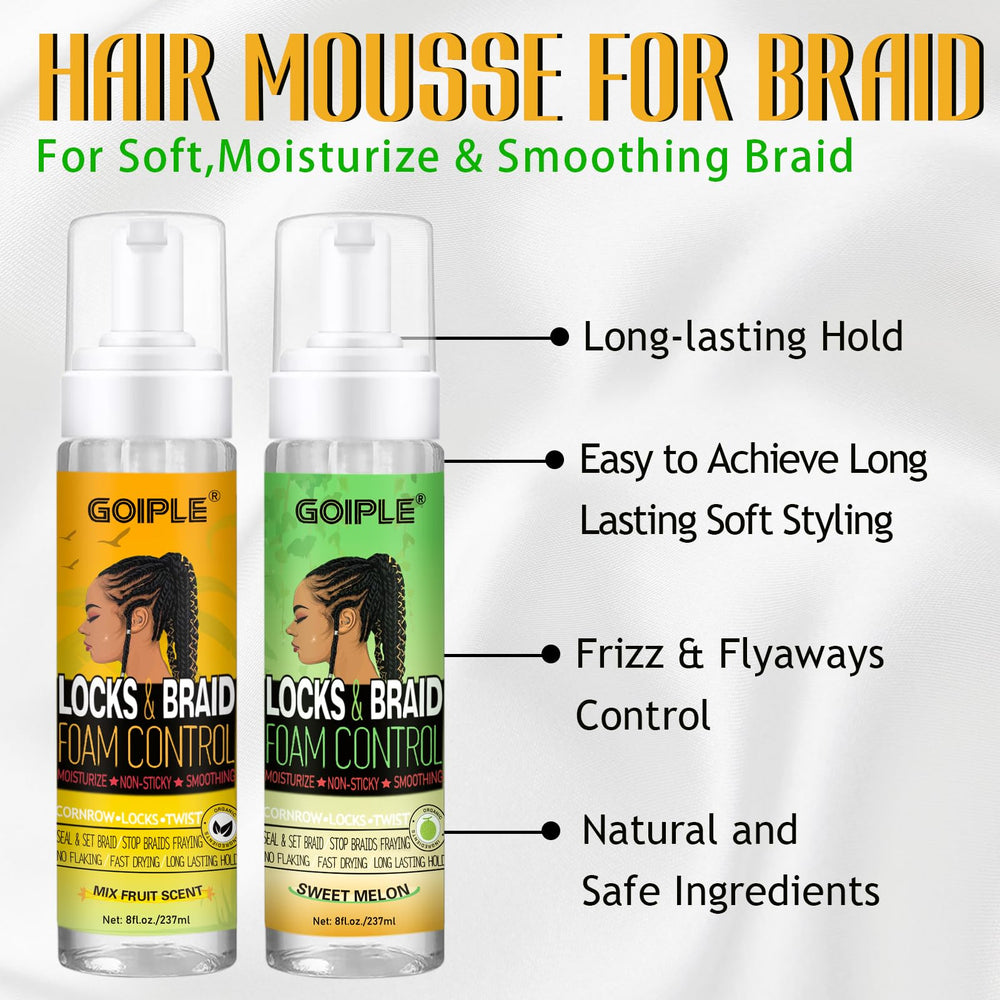 Goiple Hair Mousse yields soft, long-lasting braid styling without stiffness.
