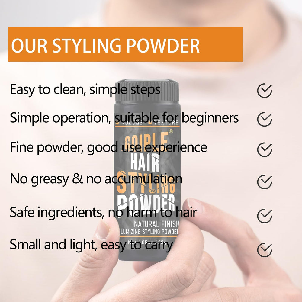 Goiple Hair Powder application on hands enables natural volume and texture.