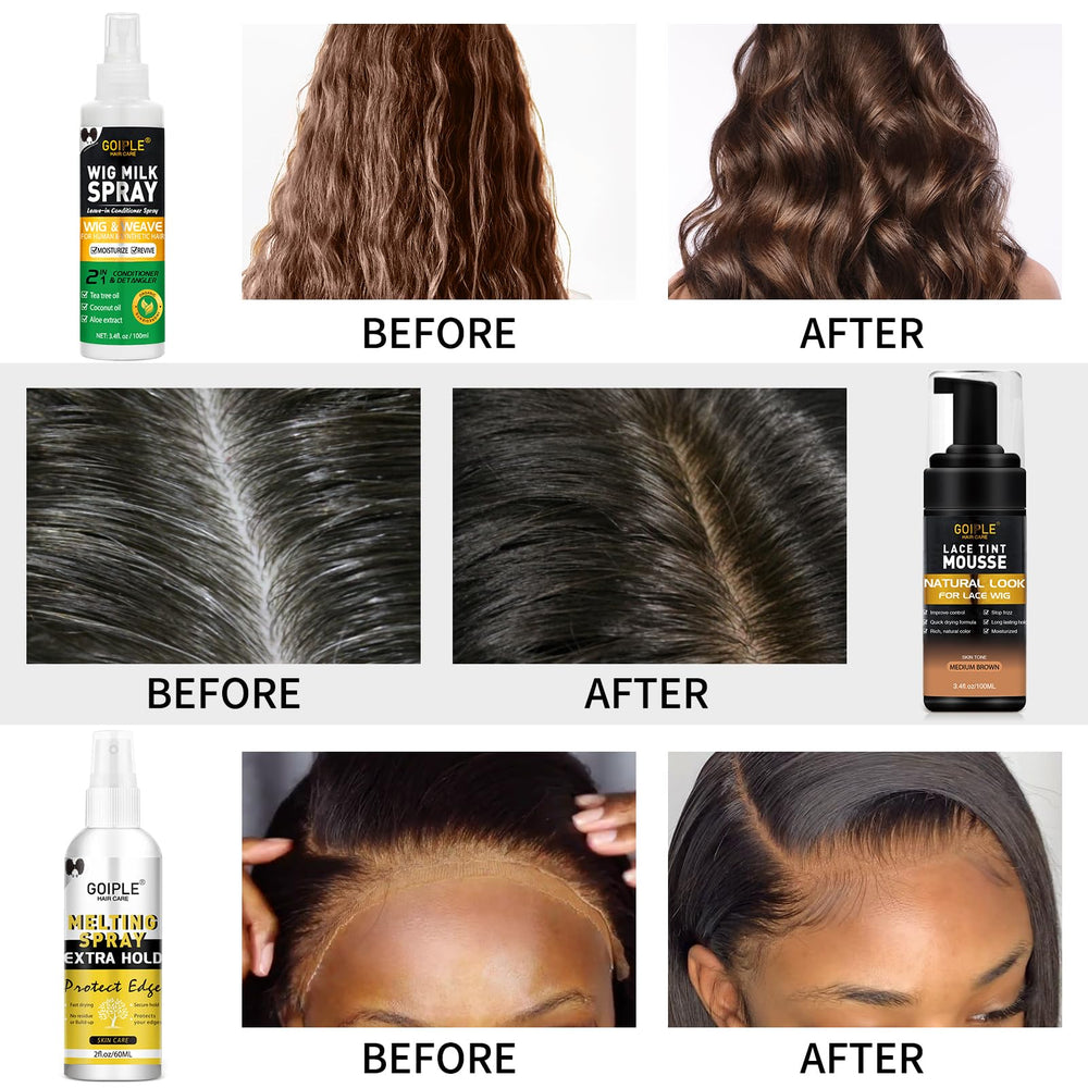 Goiple hair wax stick: precise styling and definition for finished wig looks.