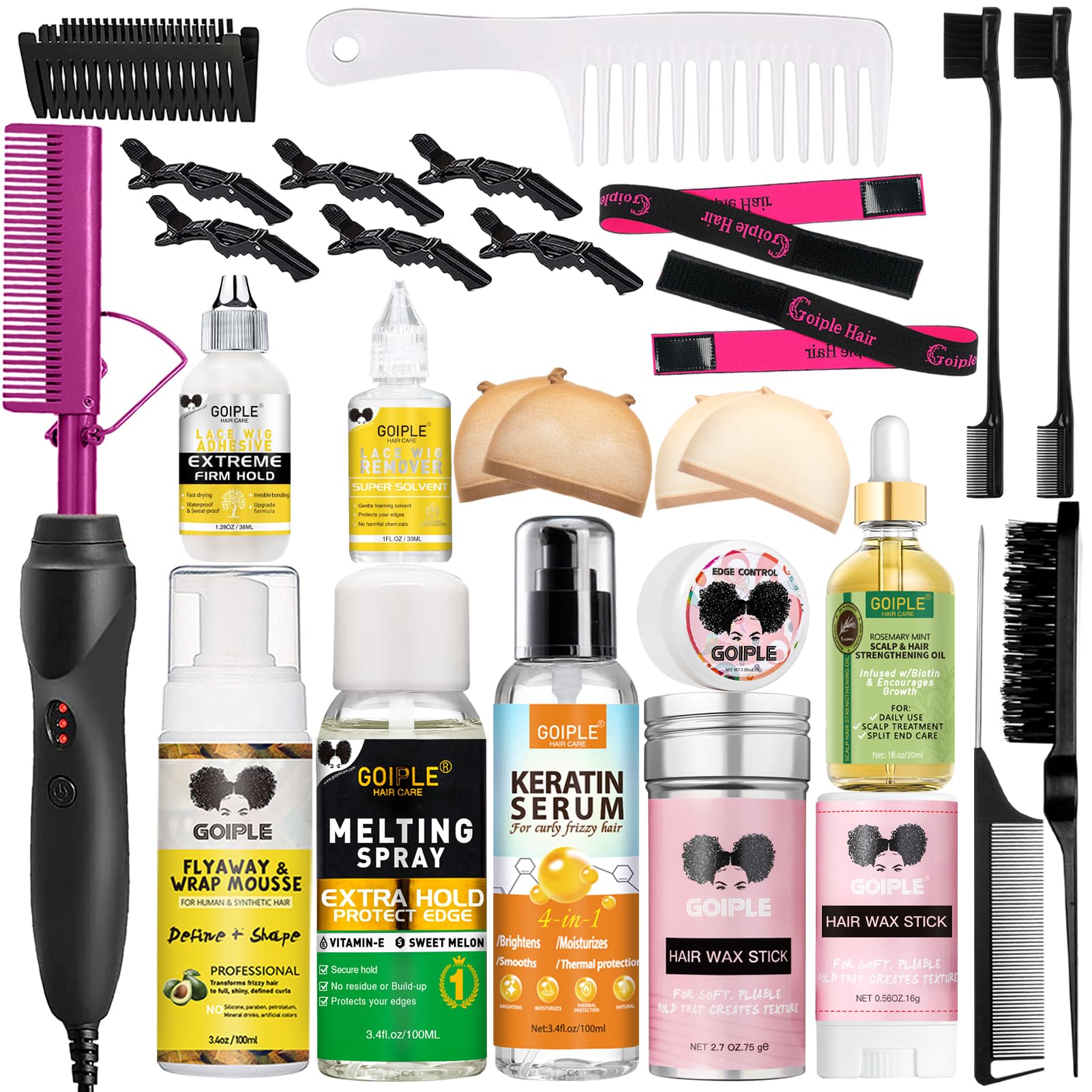 Goiple ceramic hot comb for wigs provides quick, even heat for smooth straightening.