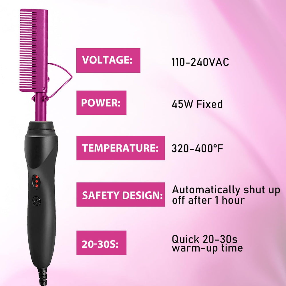 Goiple hot comb quick‑heat feature speeds up styling sessions.