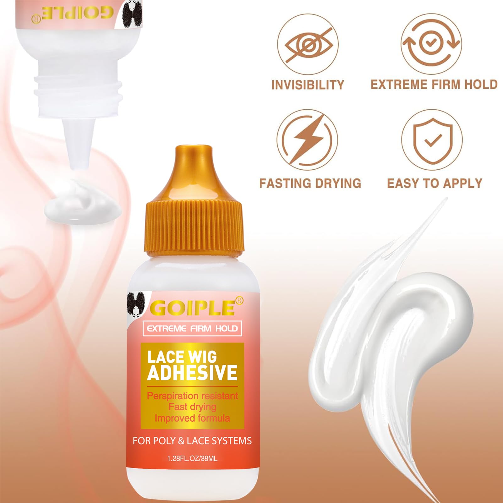 Goiple lace glue remover: gentle cleanup for residue-free detachment.
