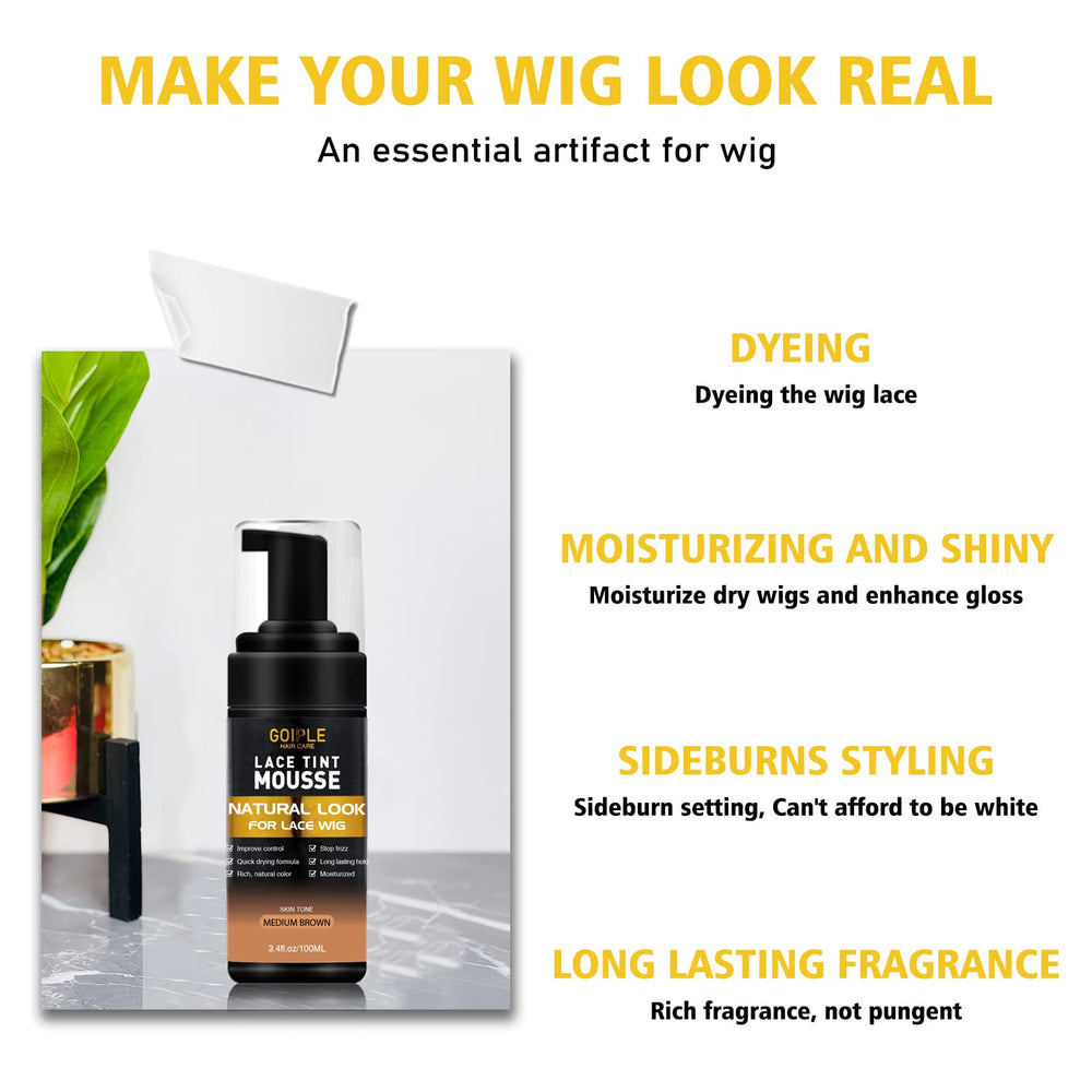 Goiple melting lace mousse dark brown shade provides deeper color for darker hair.