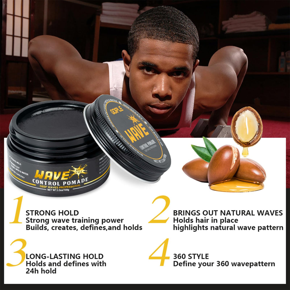 Goiple Wave Pomade for men creates defined layered waves with shine.