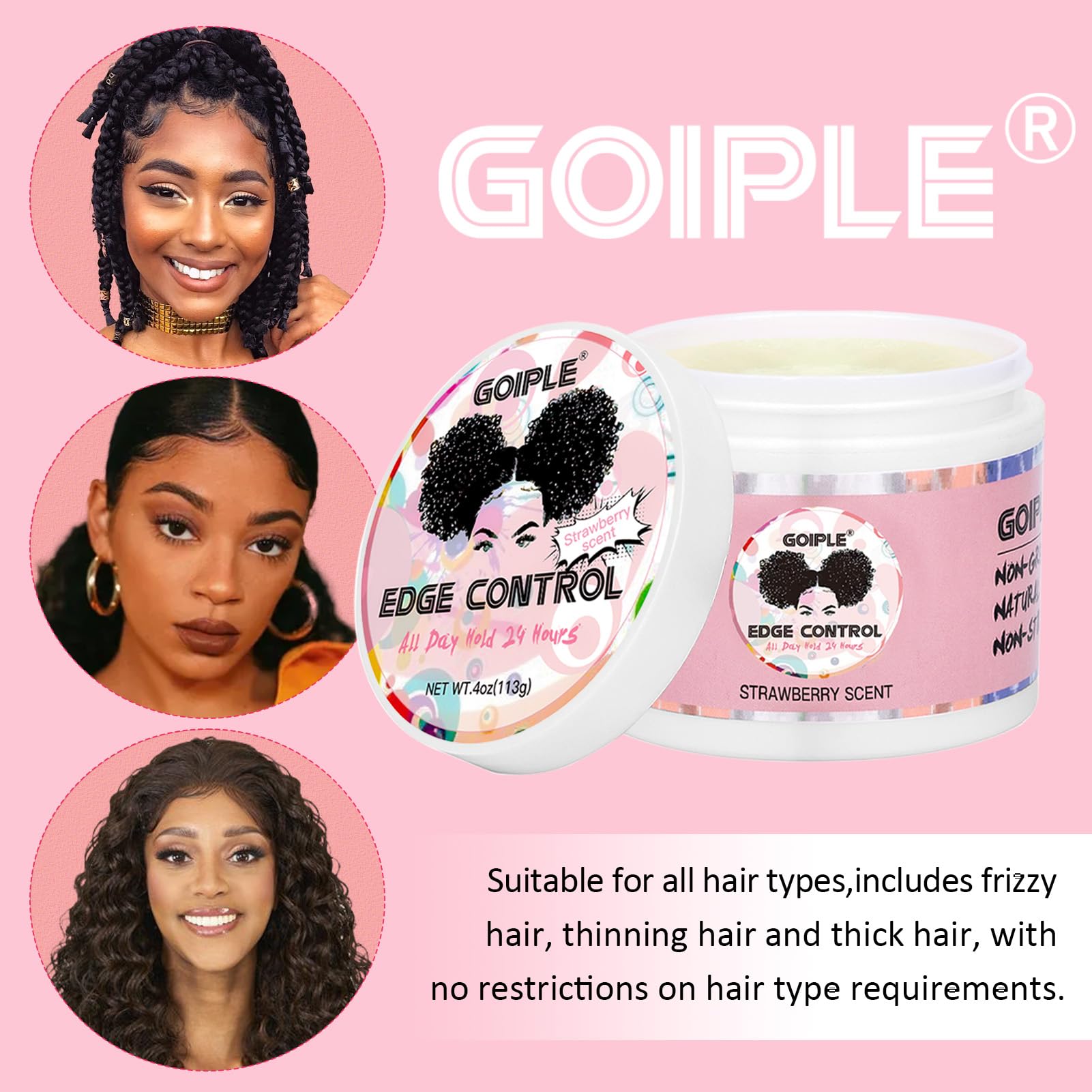 Goiple Natural Organic Ingredients nourish hair while shaping edges without harsh residues.