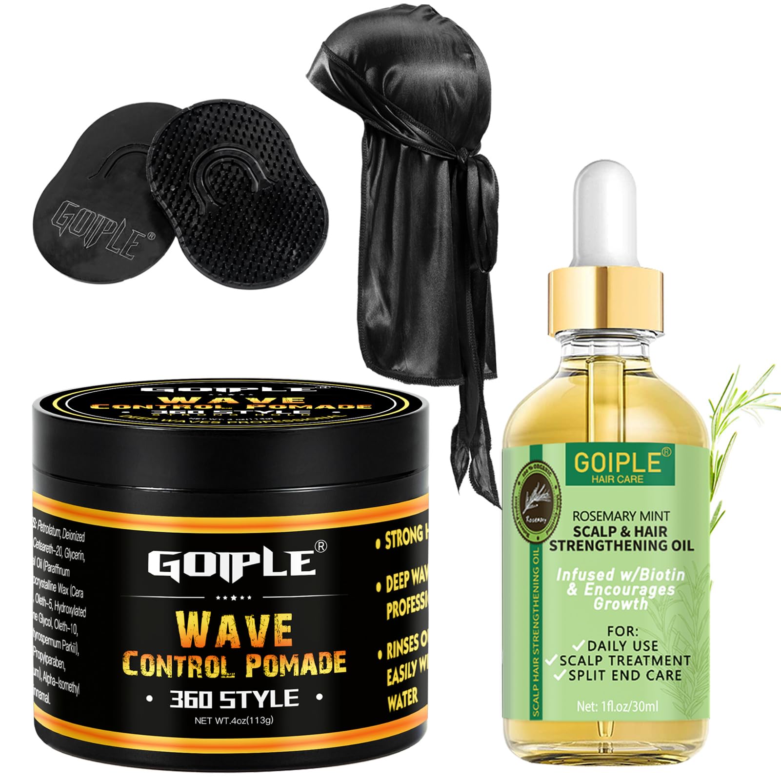 Goiple natural wave pomade for men defines layered waves with strong hold and shine.