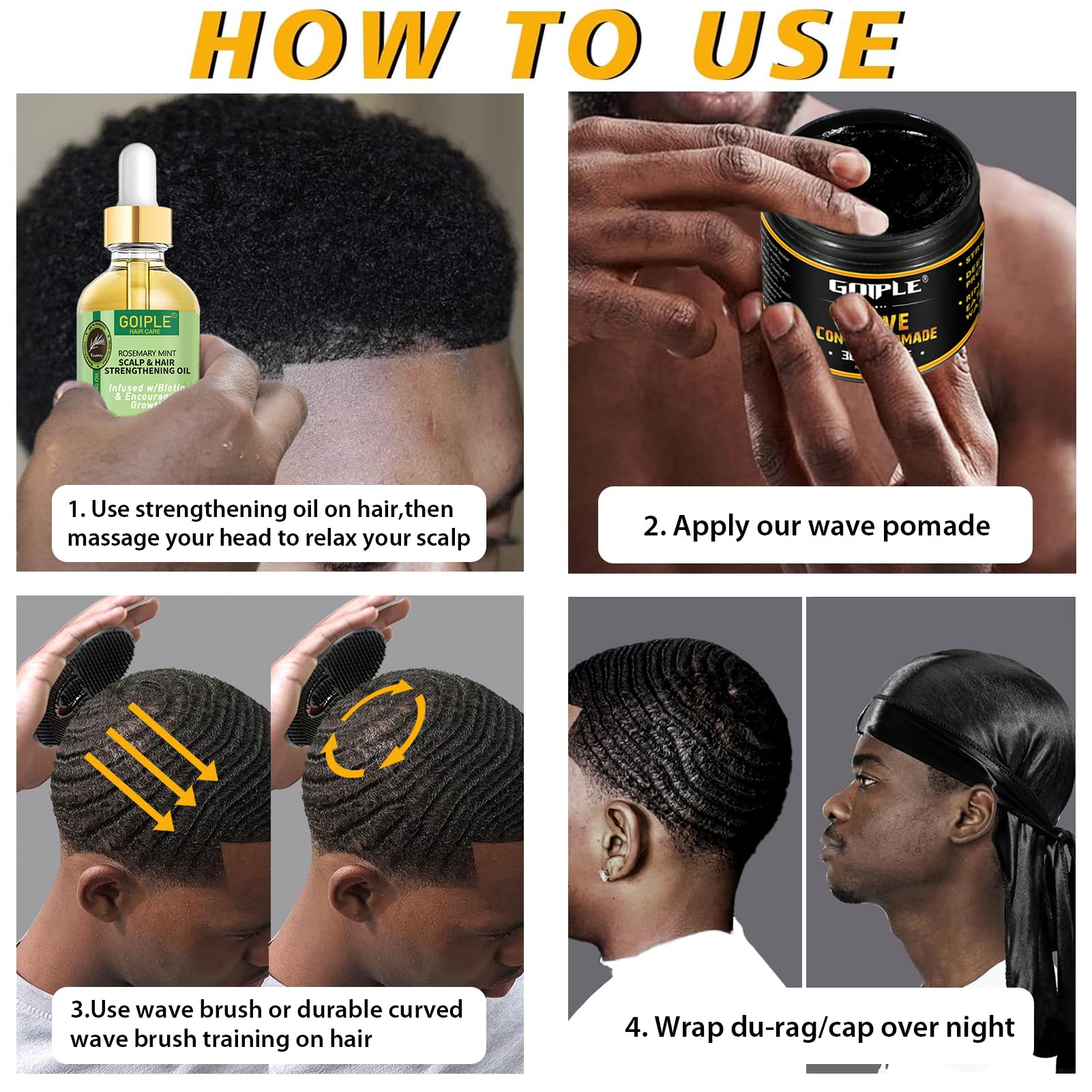Goiple pocket palm combs for precise wave shaping and even product distribution.