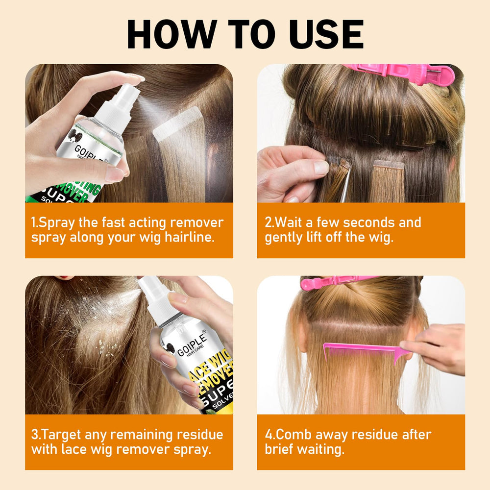 Goiple rat-tail comb and hair clips help section hair during removal.