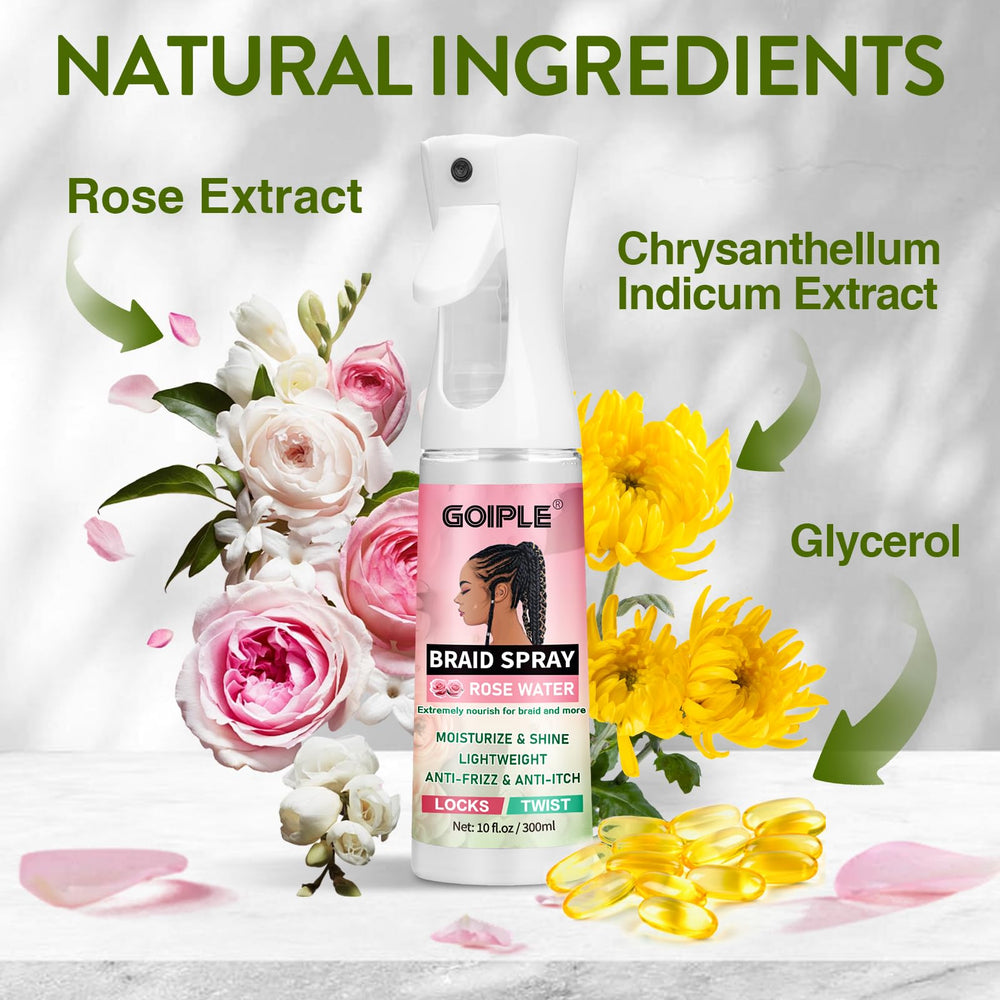 Goiple rose water dreadlocks haircare image showing glossy, moisturized dreadlocks.