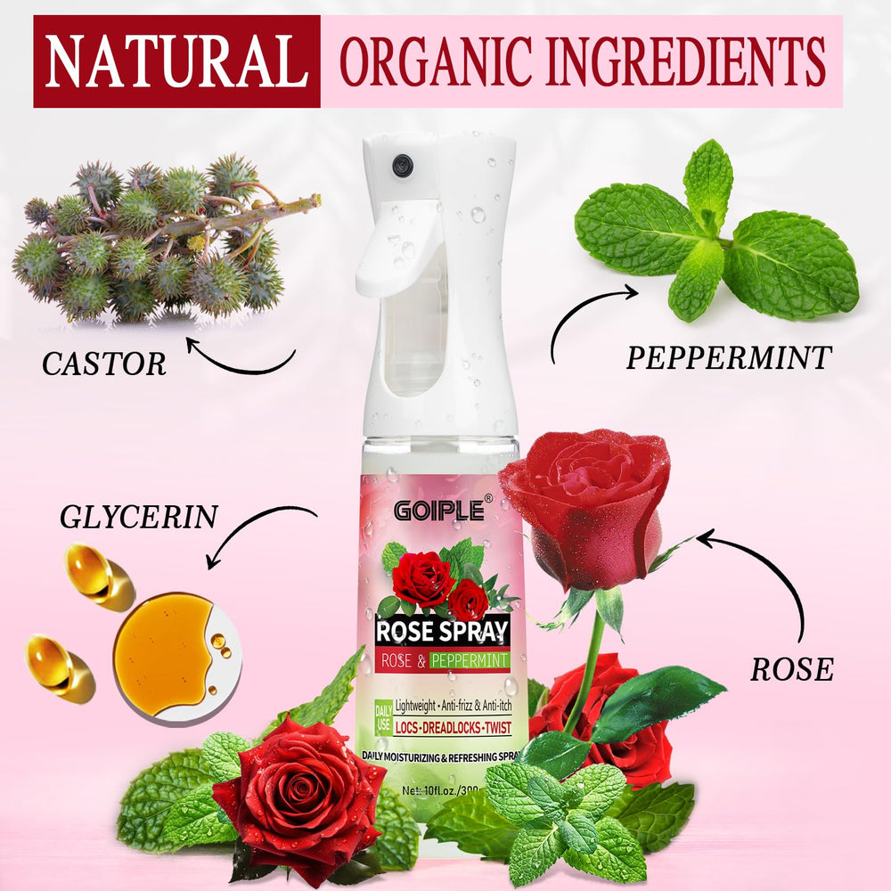 Goiple Rose Water Loc Spray application idea on locs for quick refresh