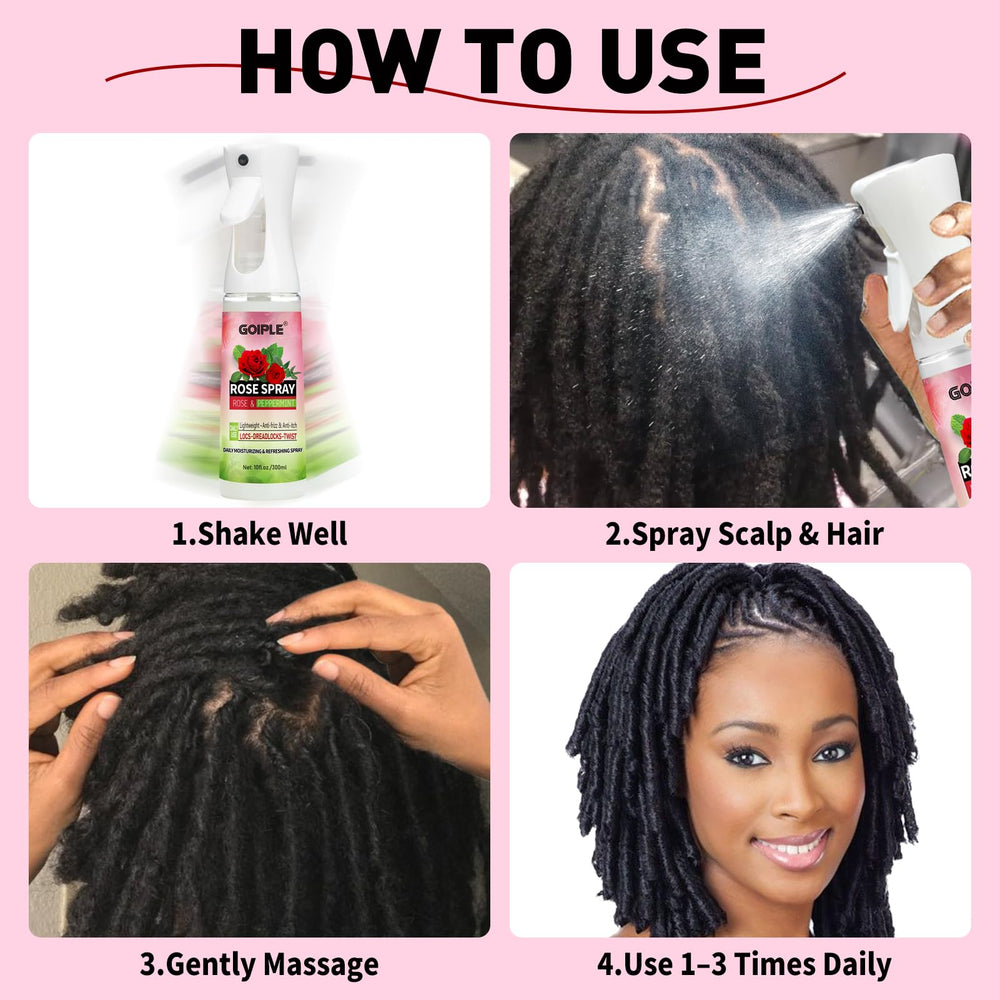 Goiple Rose Water Loc Spray ingredients with castor oil and rose water