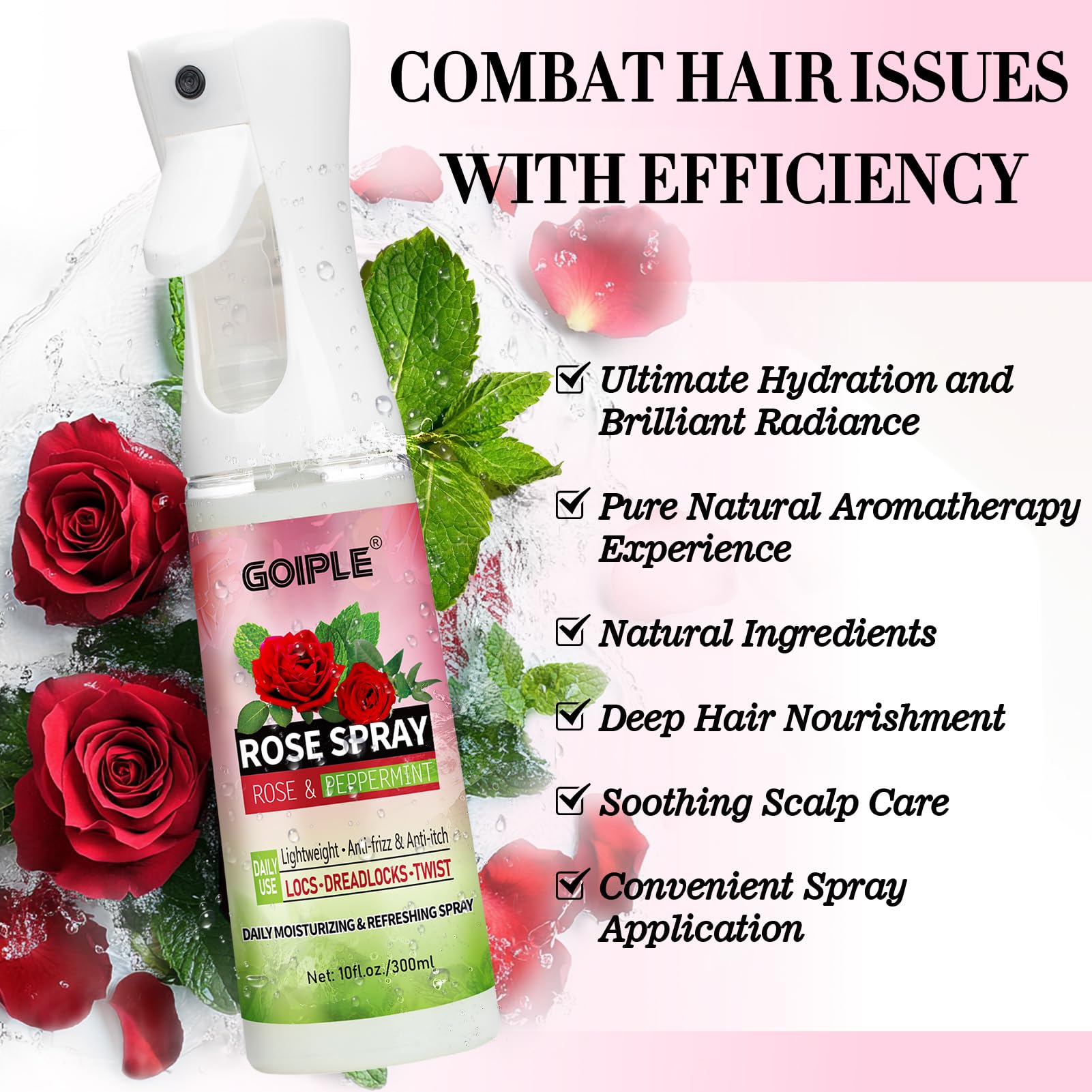Goiple Rose Water Loc Spray peppermint refresh cooling scalp spritz