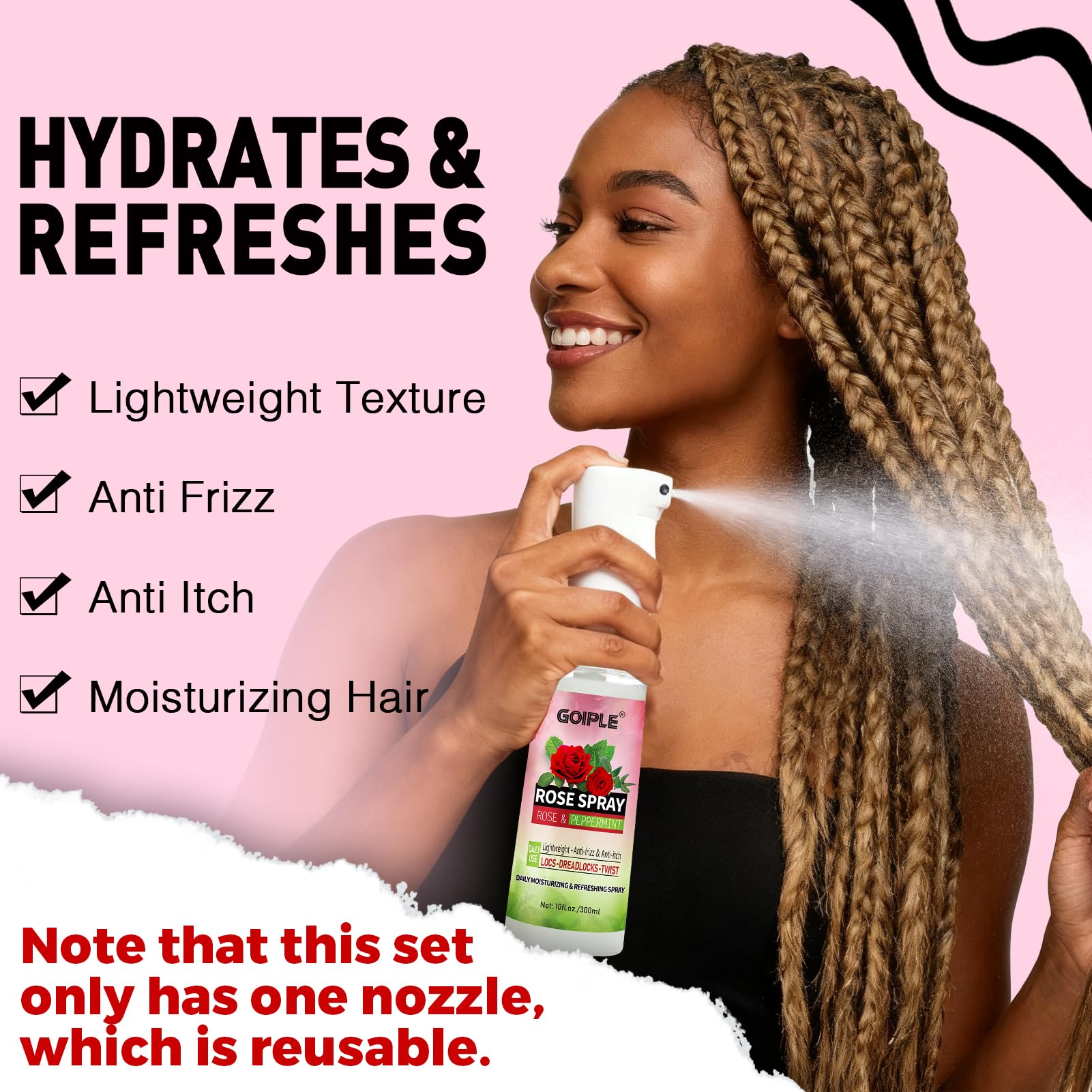 Goiple Rose Water Loc Spray shine on twist-outs for defined texture