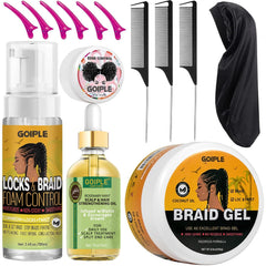 Goiple strong hold braiding gel bottle showing frizz control and hold capability