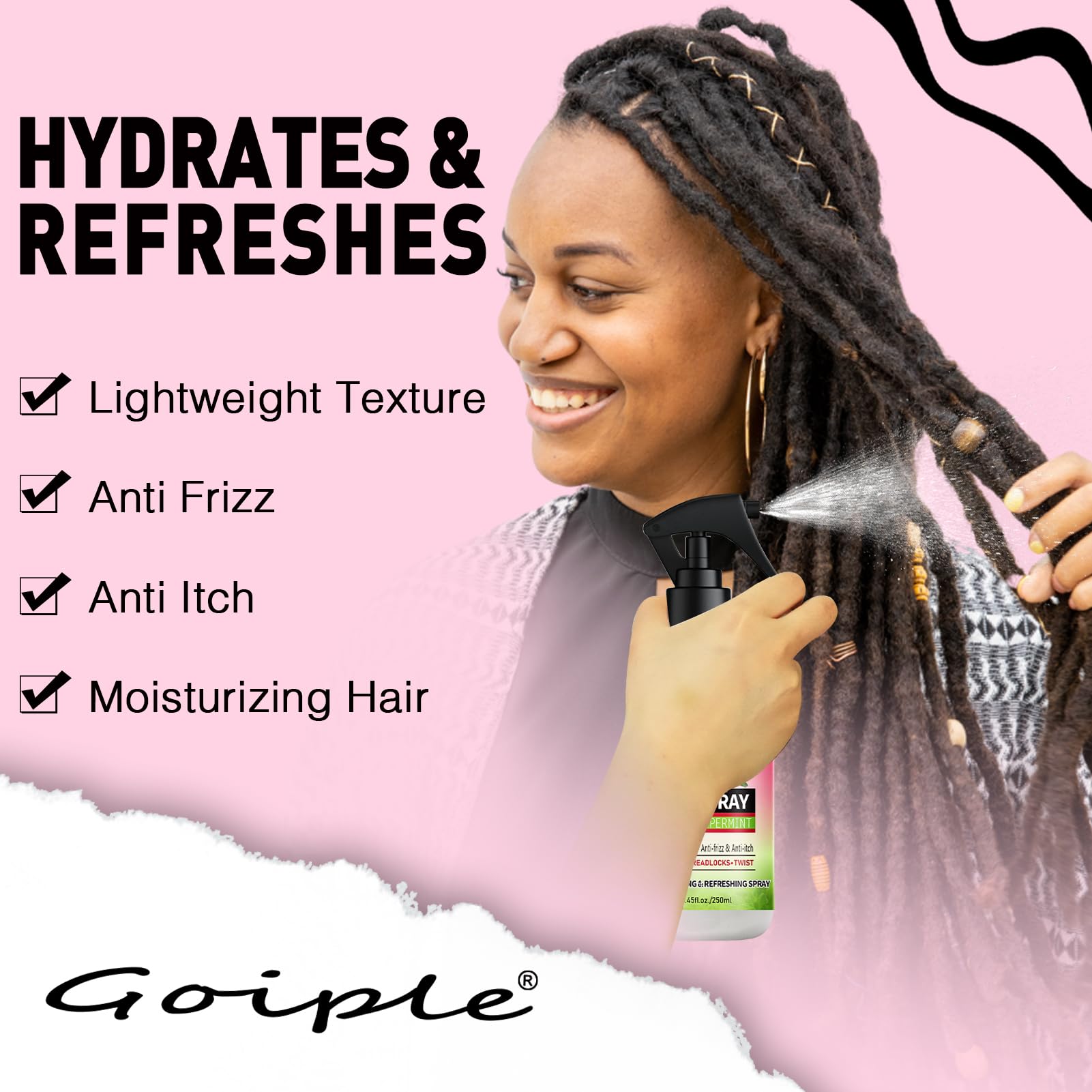 Goiple twist-out definition boost with rose water.