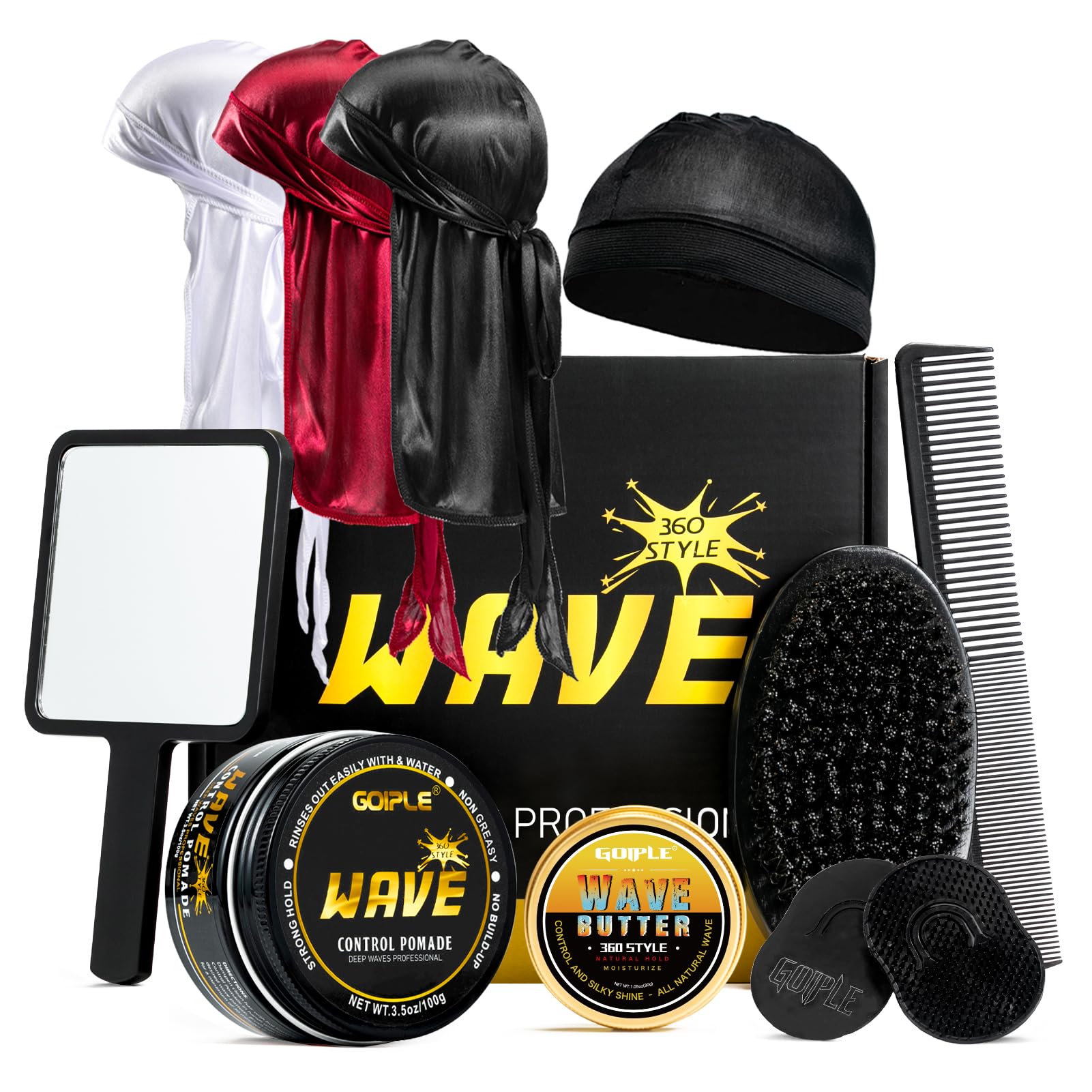 Goiple Wave Pomade jar close-up illustrating strong hold and shine.