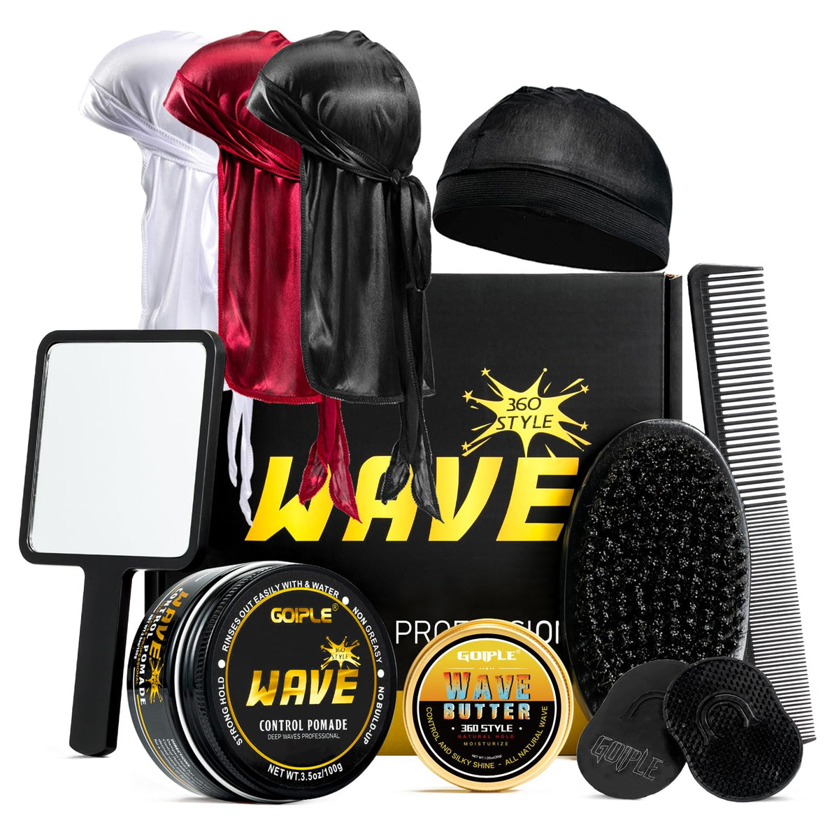 Goiple Wave Pomade jar close-up illustrating strong hold and shine.